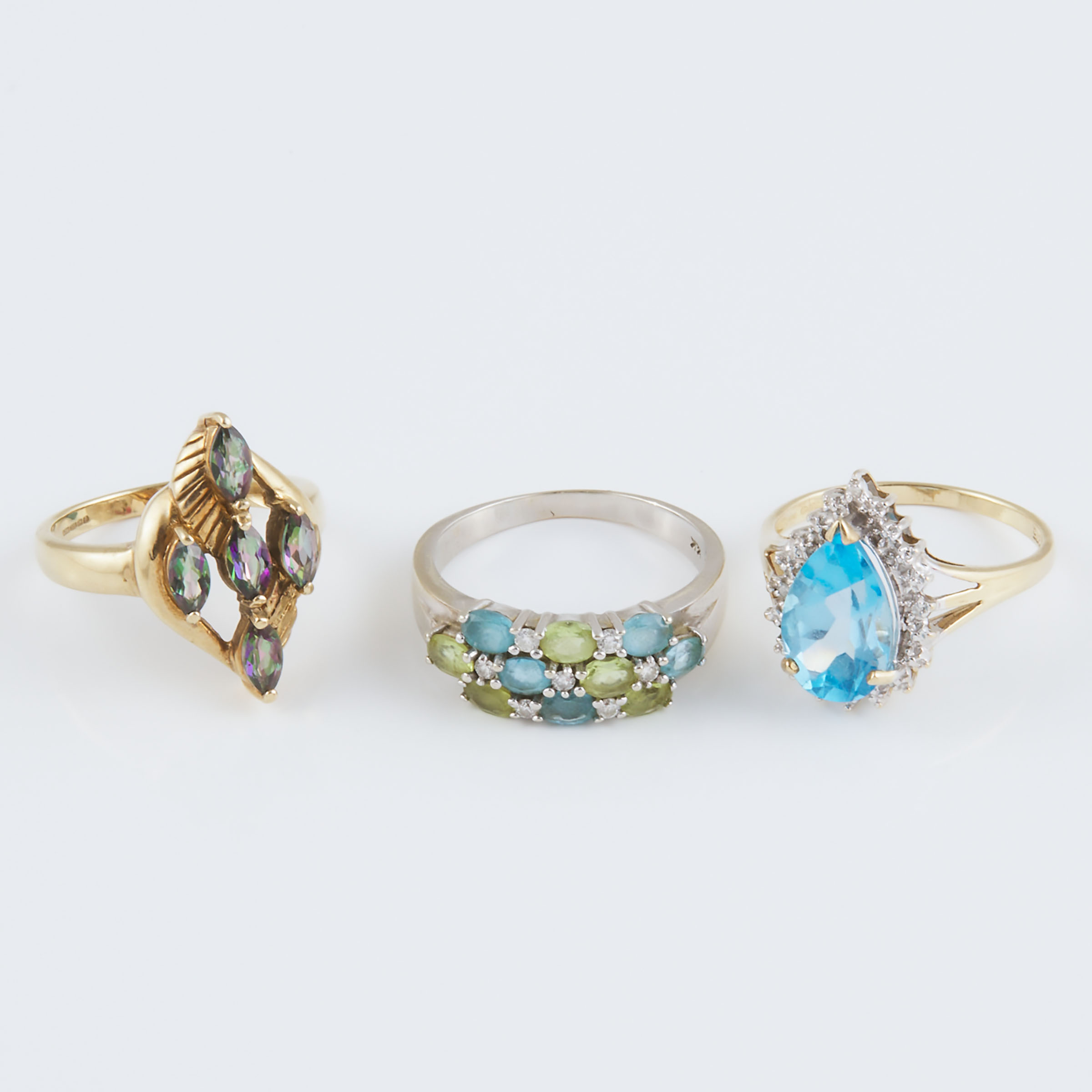 1 x 14k White And 2 x English 9k Yellow Gold Rings