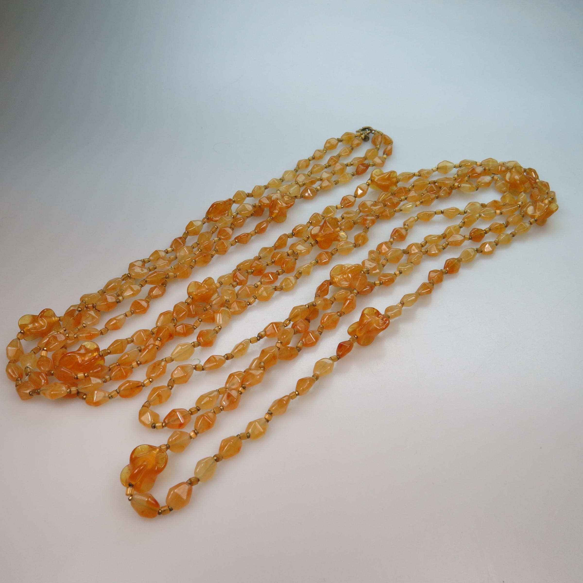 Miriam Haskell Long Double-Strand Glass Bead Necklace