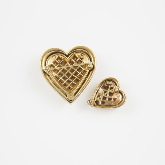 2 Trifari Gold-Tone Metal Heart-Shaped Pins