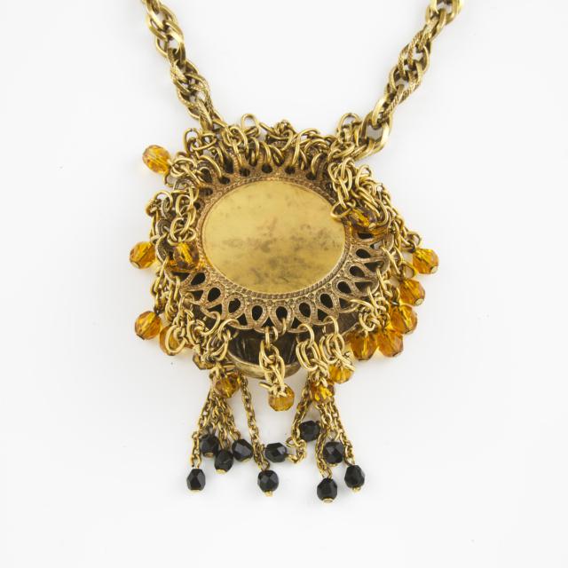 Gold-Tone Metal Lion Pendant And Chain
