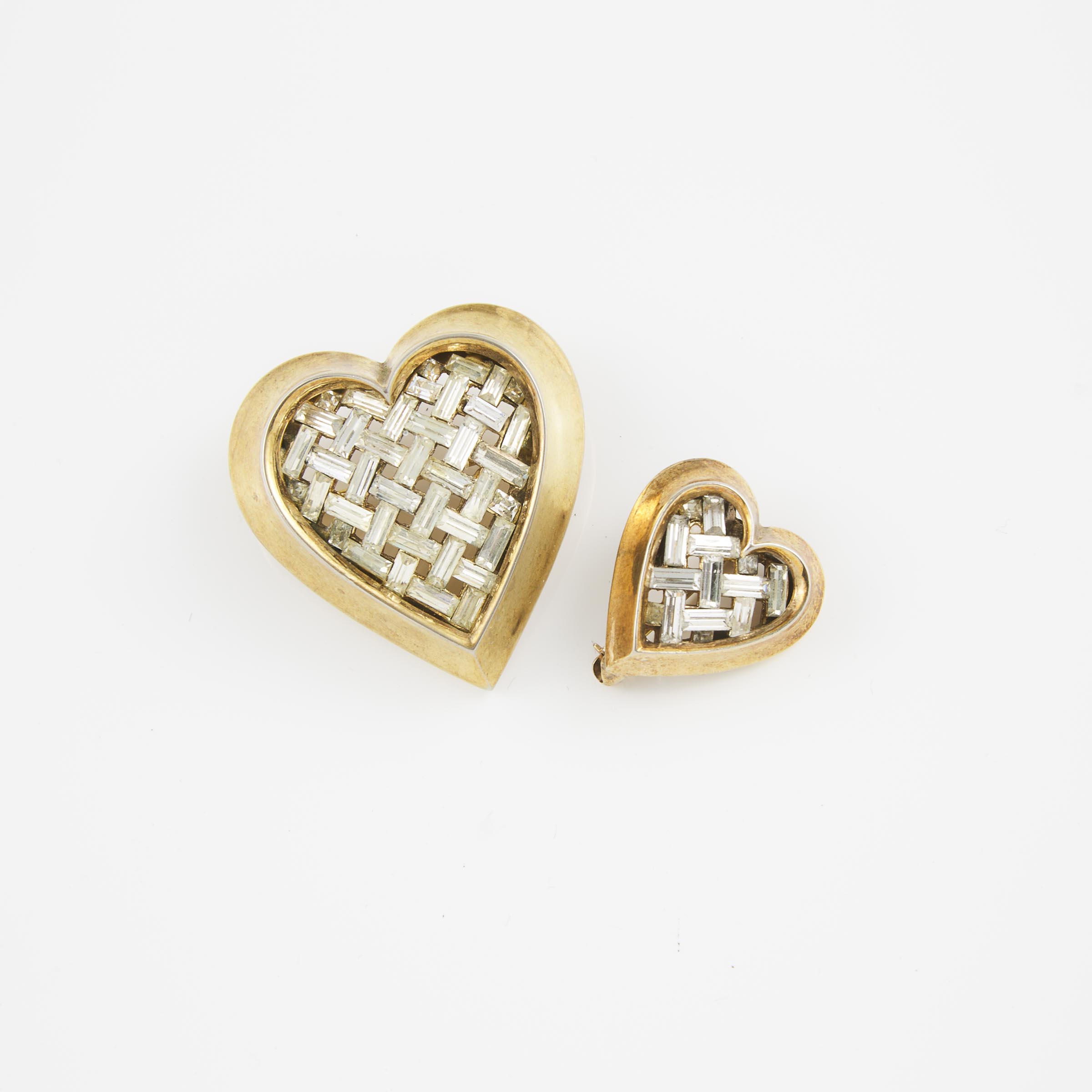 2 Trifari Gold-Tone Metal Heart-Shaped Pins
