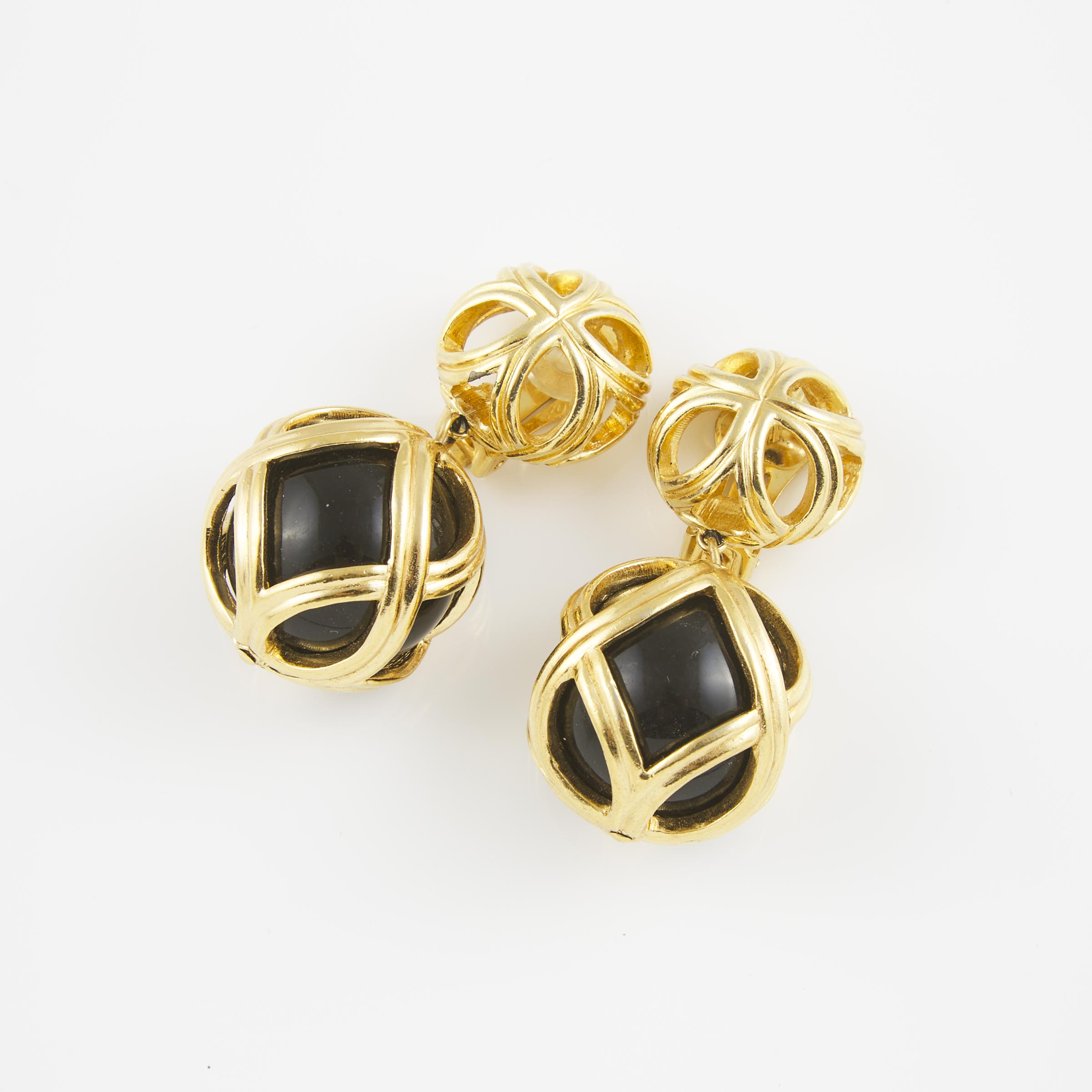 Pair Of Christian Dior Gold-Tone Metal Clipback Earrings