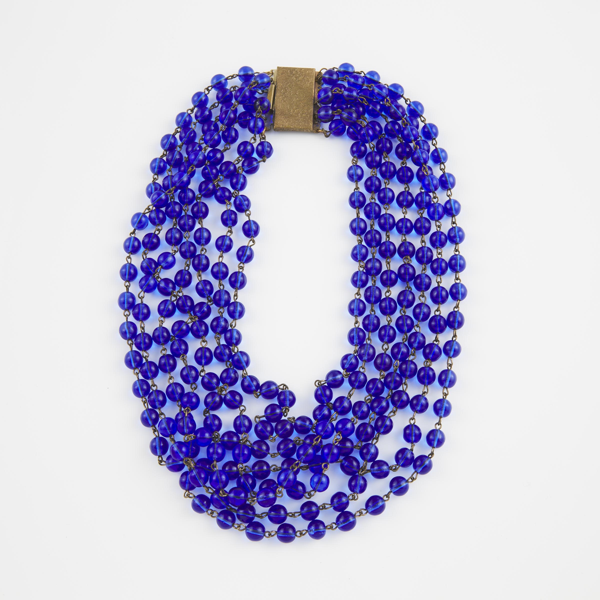 7-Strand Cobalt Blue Glass Bead Necklace