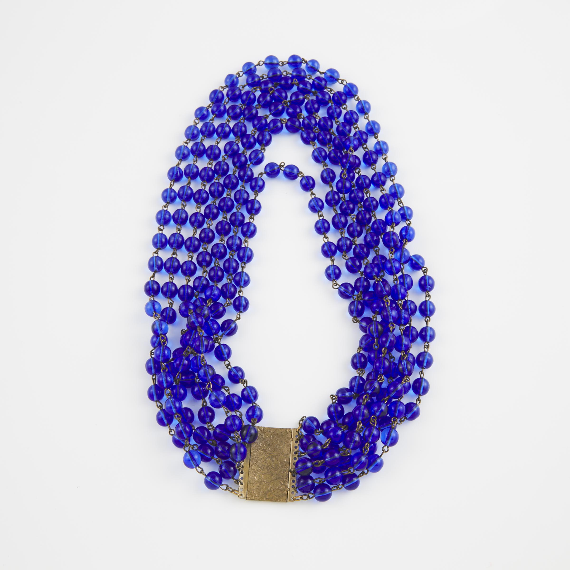7-Strand Cobalt Blue Glass Bead Necklace