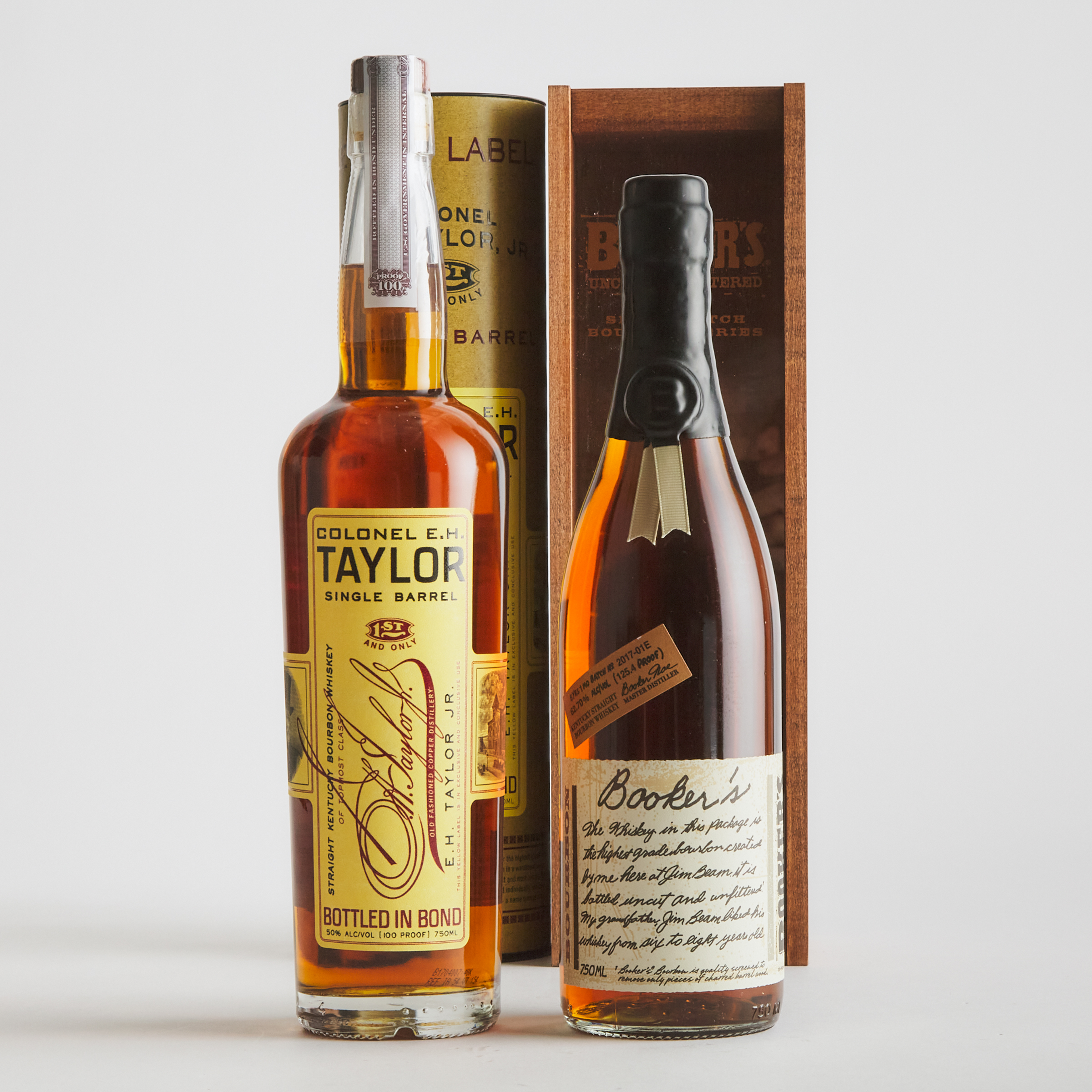 BOOKER’S KENTUCKY STRAIGHT BOURBON WHISKEY 6 YEARS 1 MONTH (ONE 750 ML)
COLONEL E.H.TAYLOR JR. SINGLE BARREL STRAIGHT KENTUCKY BOURBON WHISKEY (ONE 750 ML)