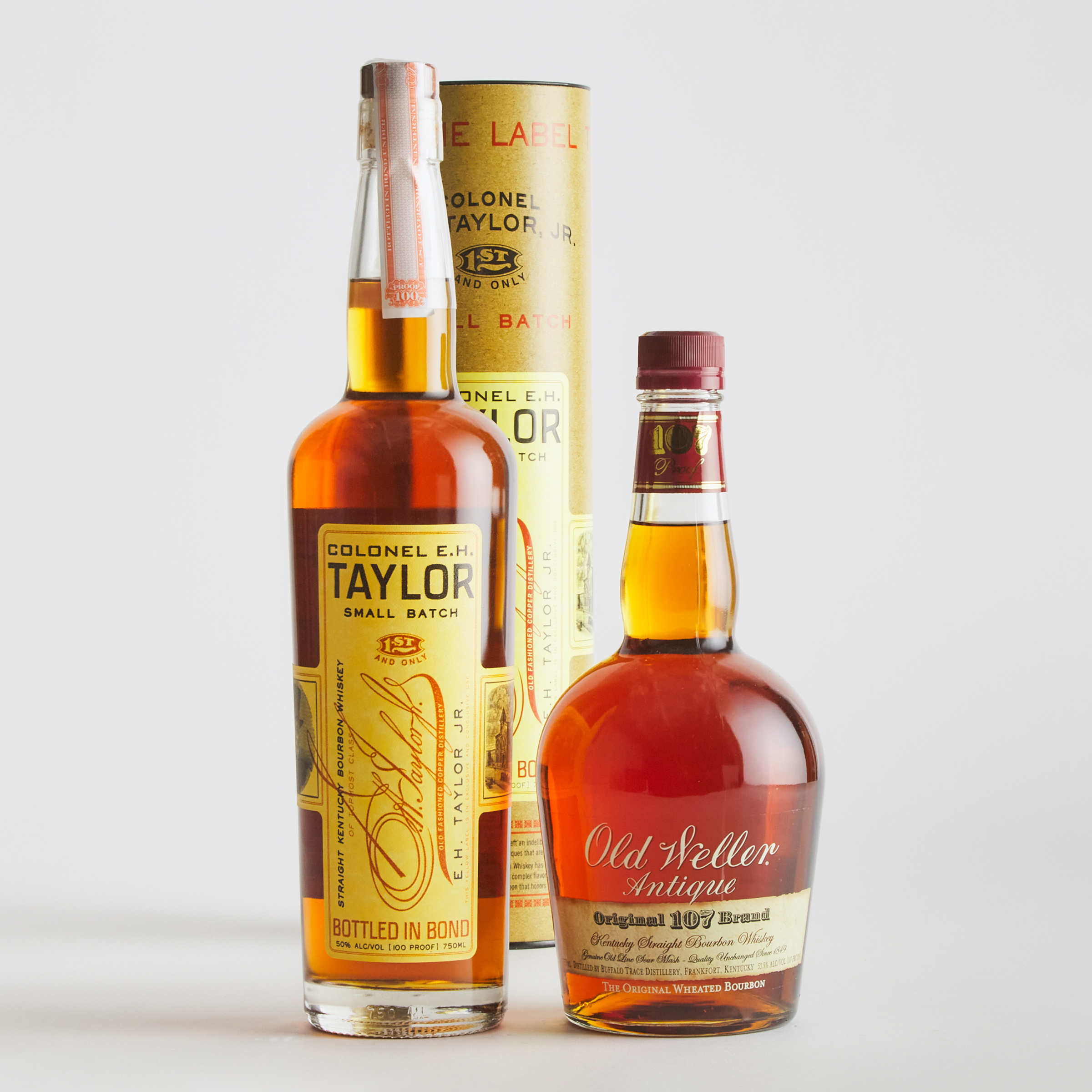 COLONEL E.H.TAYLOR JR. KENTUCKY STRAIGHT BOURBON WHISKEY (ONE 750 ML)
OLD WELLER ANTIQUE ORIGINAL 107 BRAND KENTUCKY STRAIGHT BOURBON WHISKEY (ONE 750 ML)