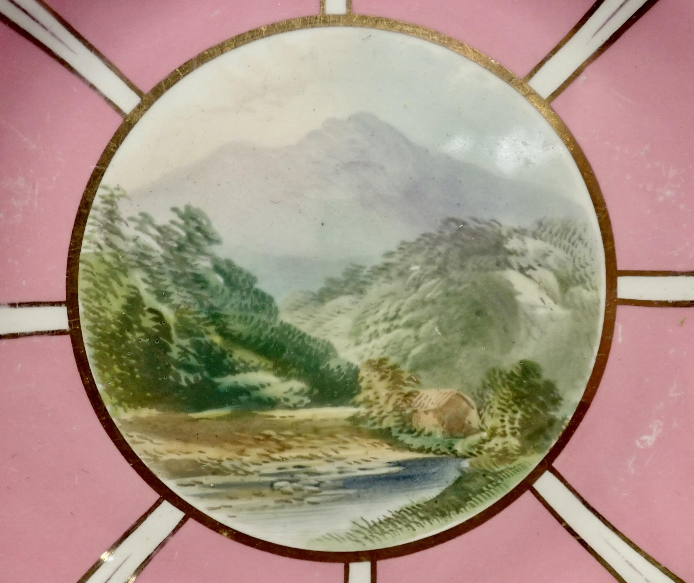 Sampson & Bridgwood Pink Ground Topographical Dessert Service of Canadian Interest, c.1880
