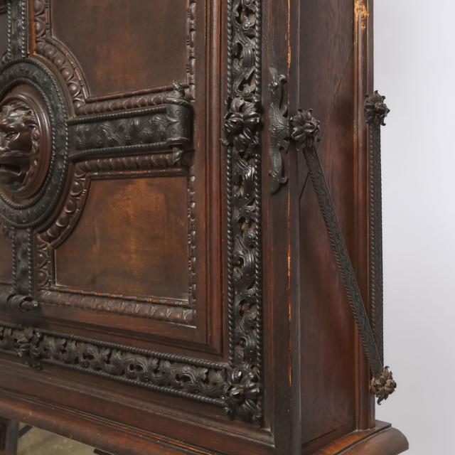French Neoclassical Carved Oak and Wrought Iron Manuscript Easel, c.1900