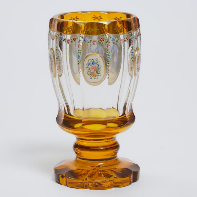 Bohemian Overlaid, Cut, and Enameled Glass Goblet, second half of the 19th century