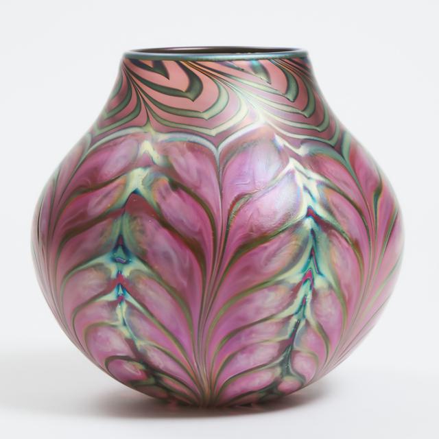 Daniel Lotton (American, b.1963), Iridescent 'Fern' Glass Vase, 1997