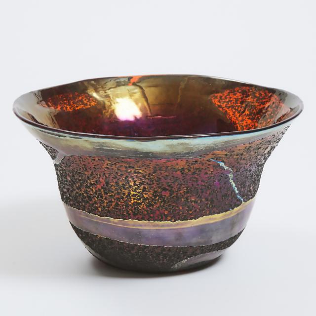Charles Lotton (American, 1935-2021), Iridescent and Textured Glass Bowl, 1988