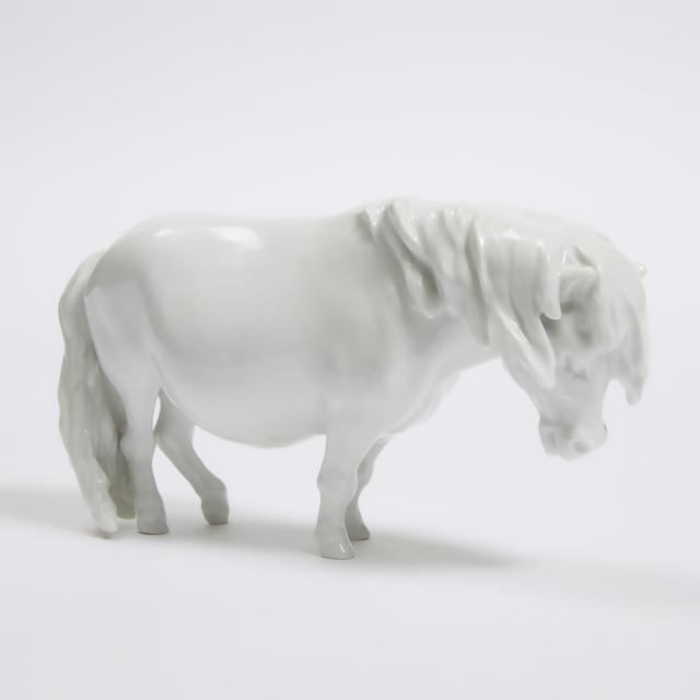 Meissen White Glazed Model of a Shetland Pony, 20th century