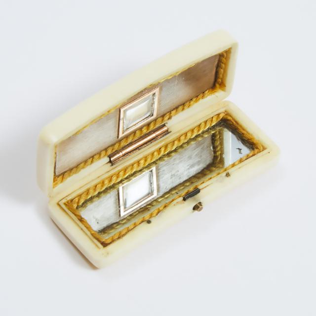 George III Gold Piqué Work Ivory Toothpick Case, late 18th/early 19th century