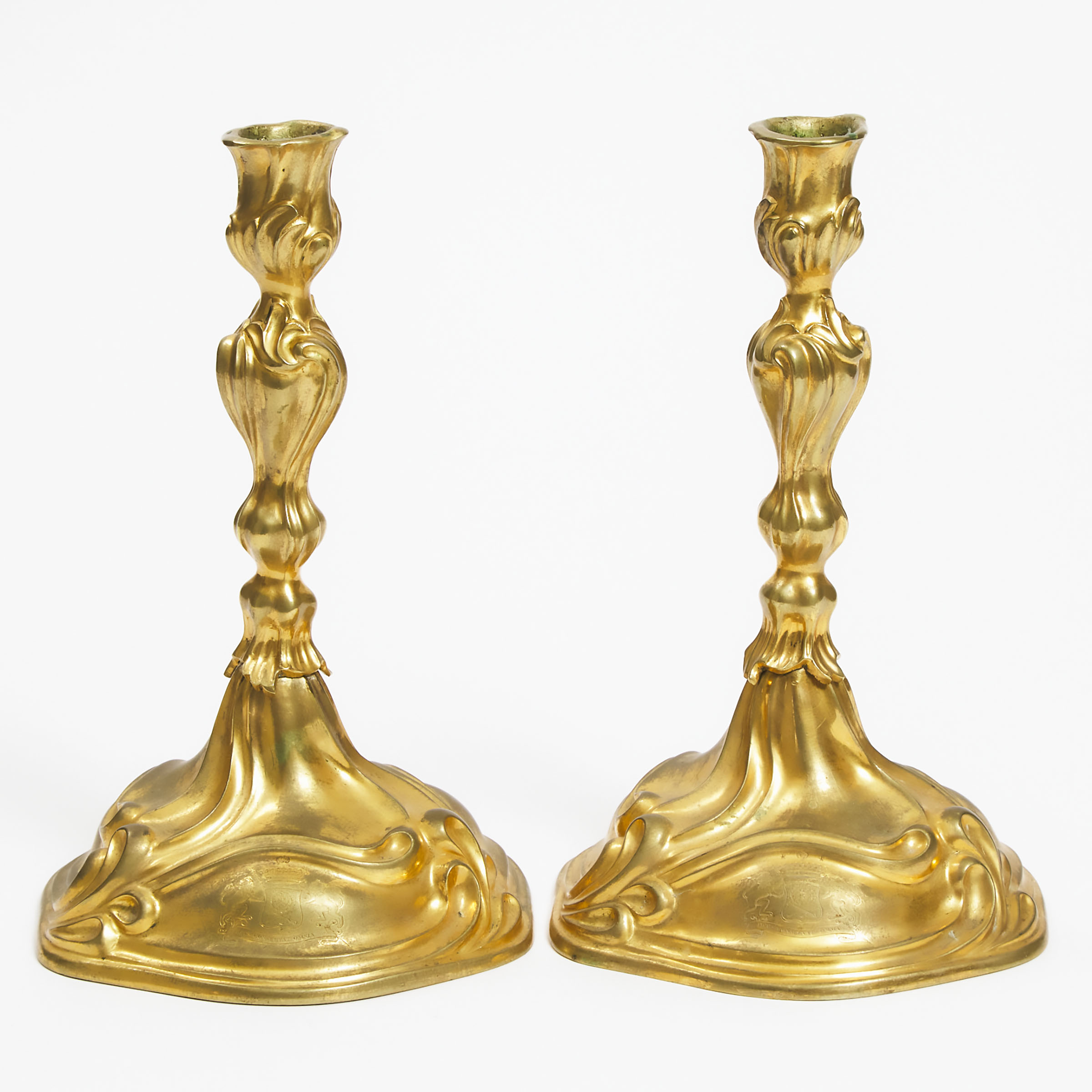 Pair of Russian Rococo Gilt Bronze Candlesticks, House of Sheremetev, c.1770