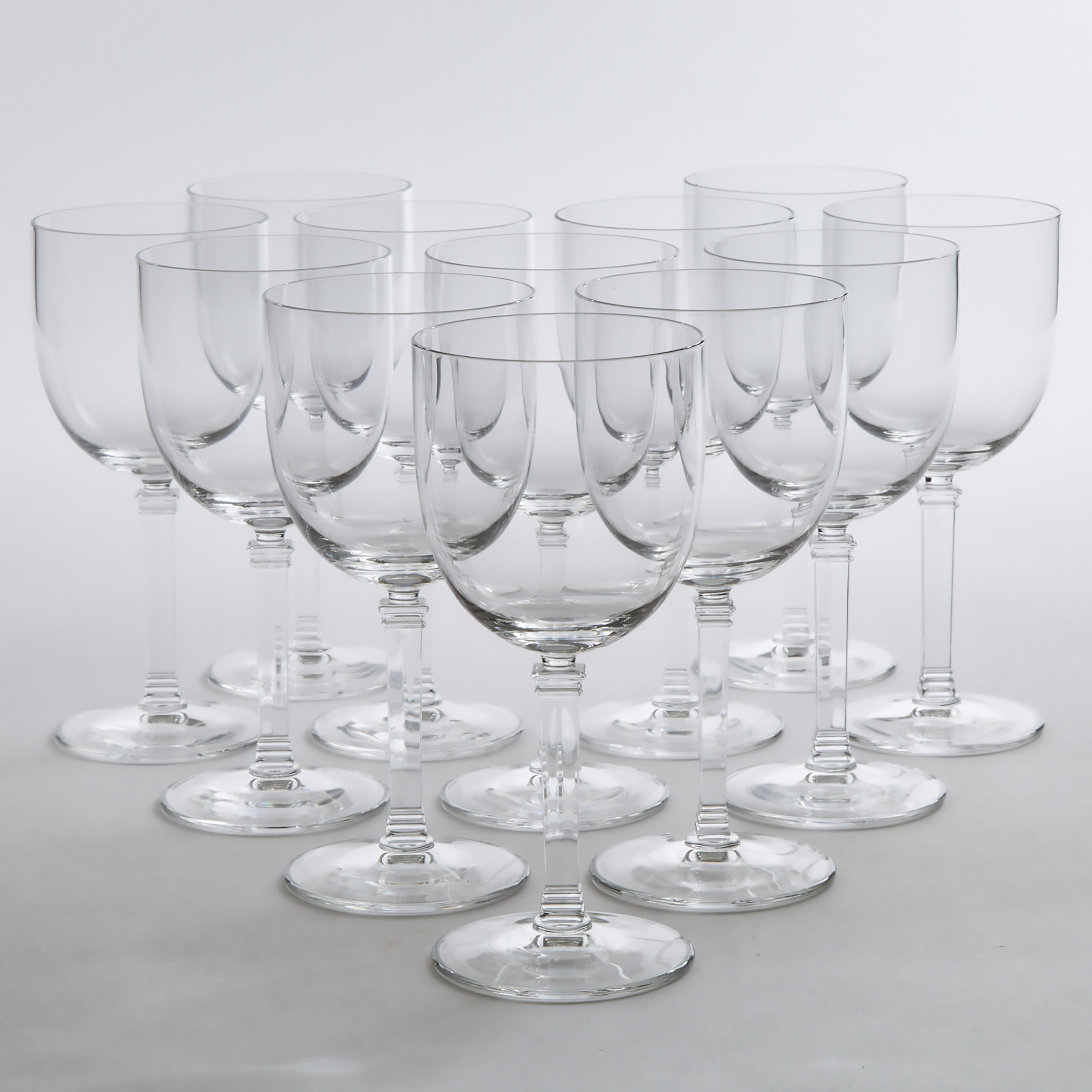 Set of Twelve Tiffany 'Hampton' Pattern Wine Glasses, 20th century