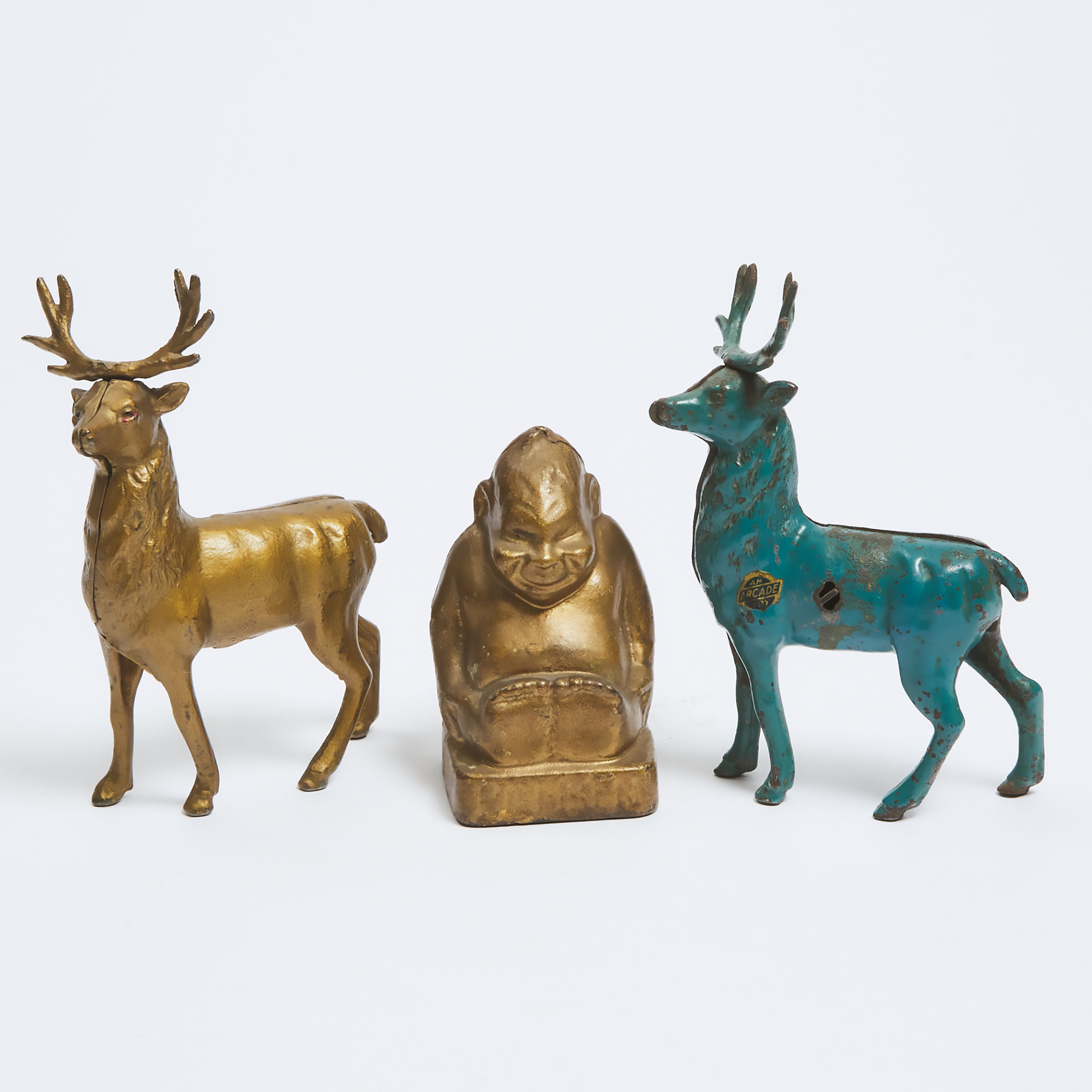 Three Animal Form Painted Cast Iron Still Banks, 19th/early 20th centuries