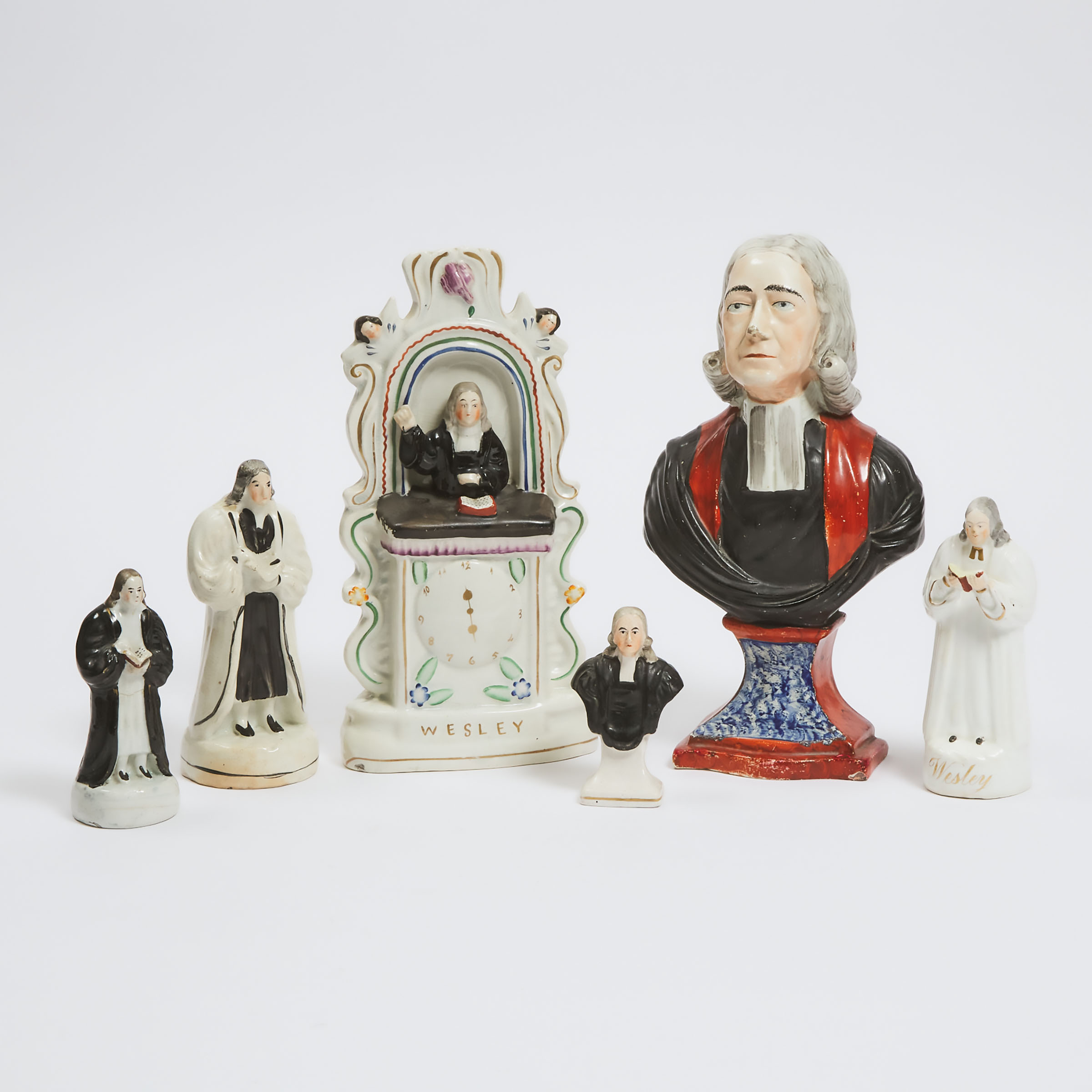Group of Six Staffordshire Figures of John Wesley, 19th century