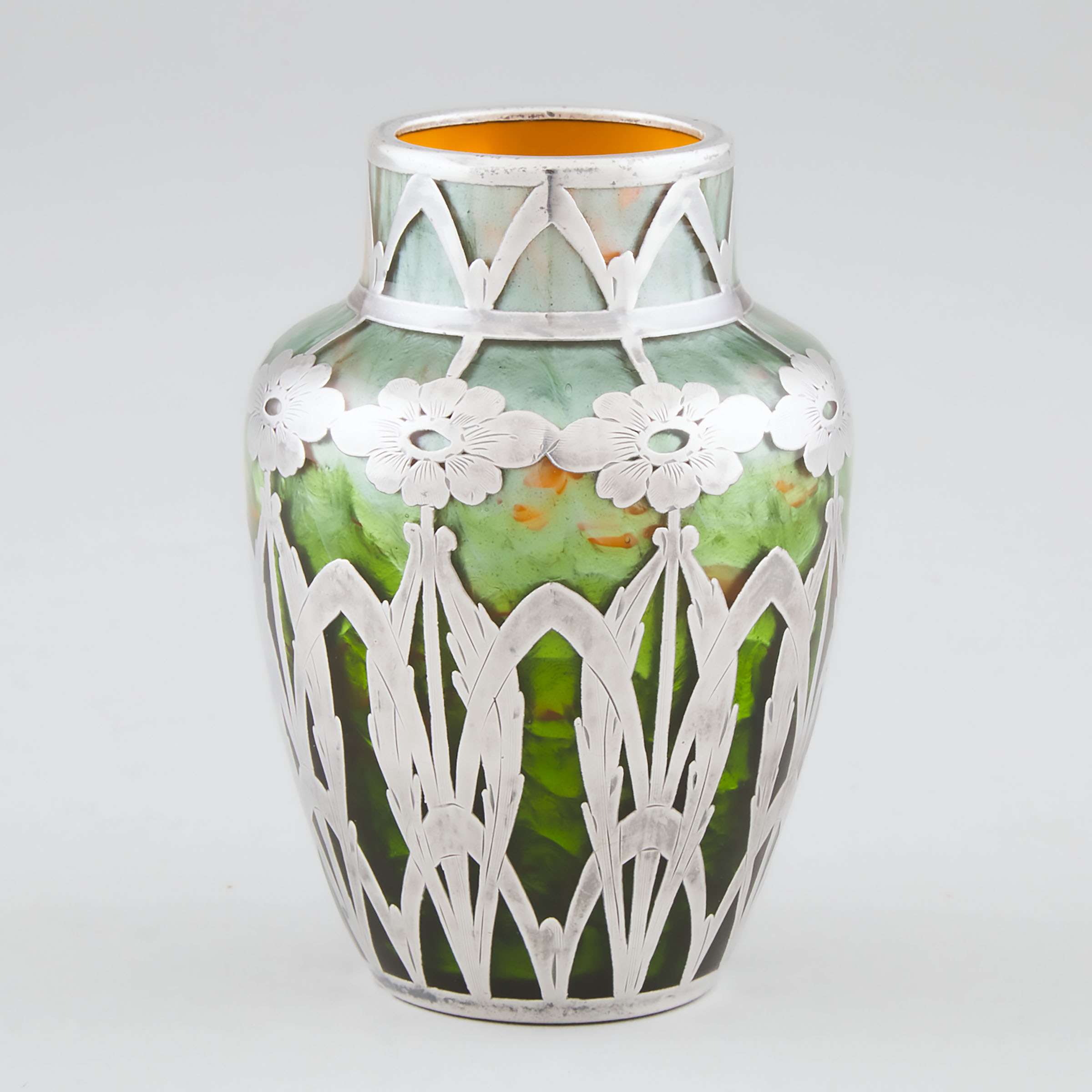 Loetz Silver Overlaid 'Titania' Glass Vase, c.1900