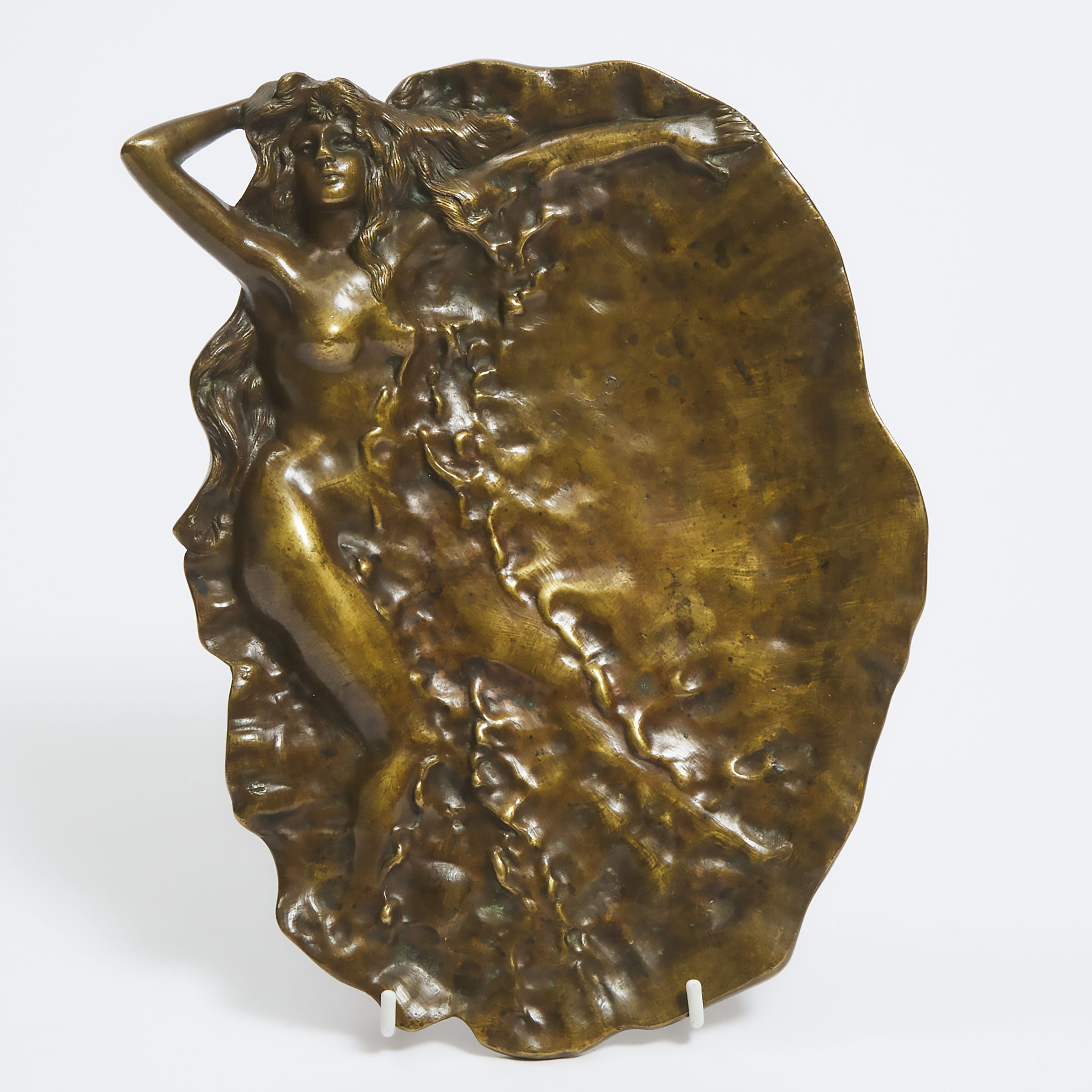 Large Austrian Erotic Gilt Bronze Vide Poche, early 20th century