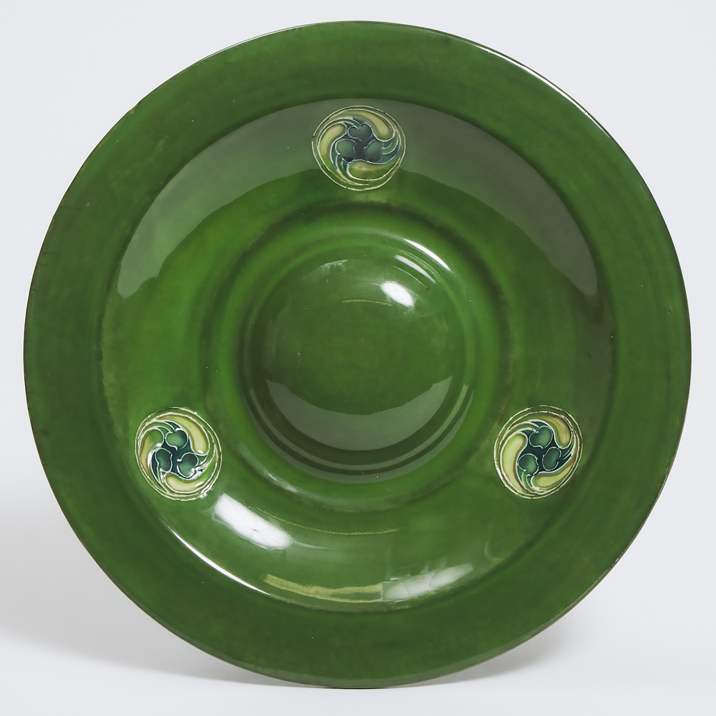 Macintyre Moorcroft Green Flamminian Alms Dish, for Liberty & Co., c.1906-13