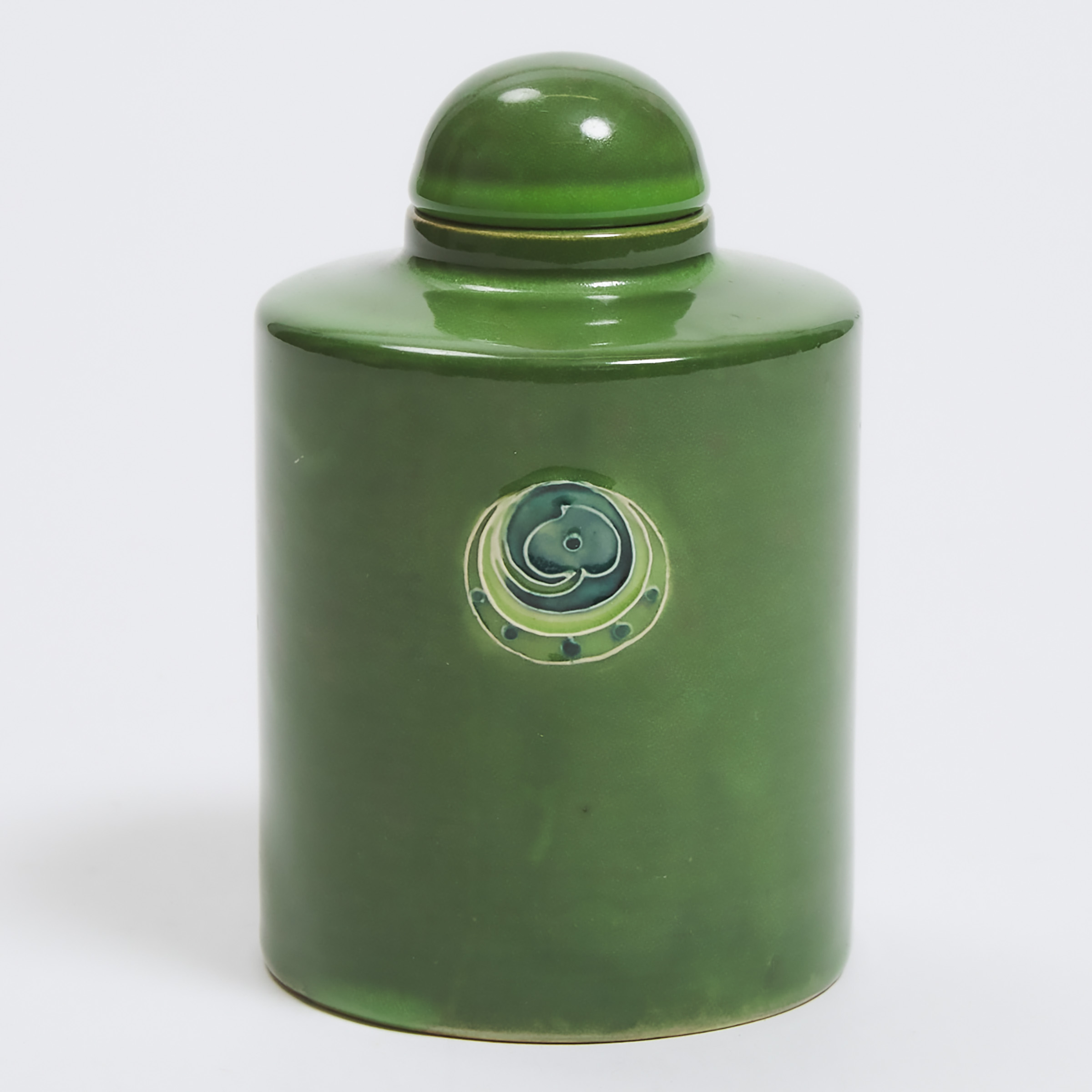 Macintyre Moorcroft Green Flamminian Tea Canister, c.1906-13
