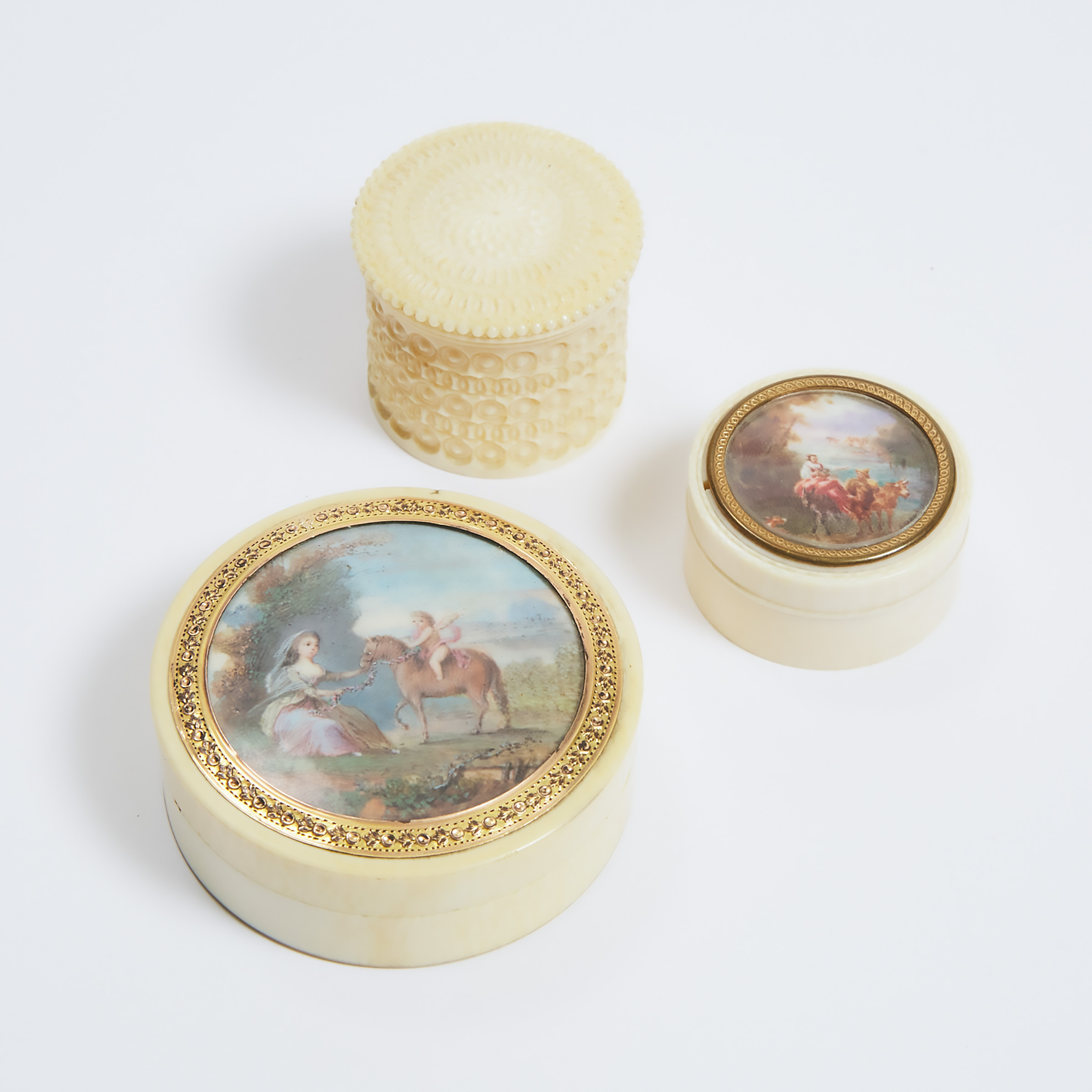 Two Italian Ivory Miniature Pictorial Boxes, 19th/early 20th century