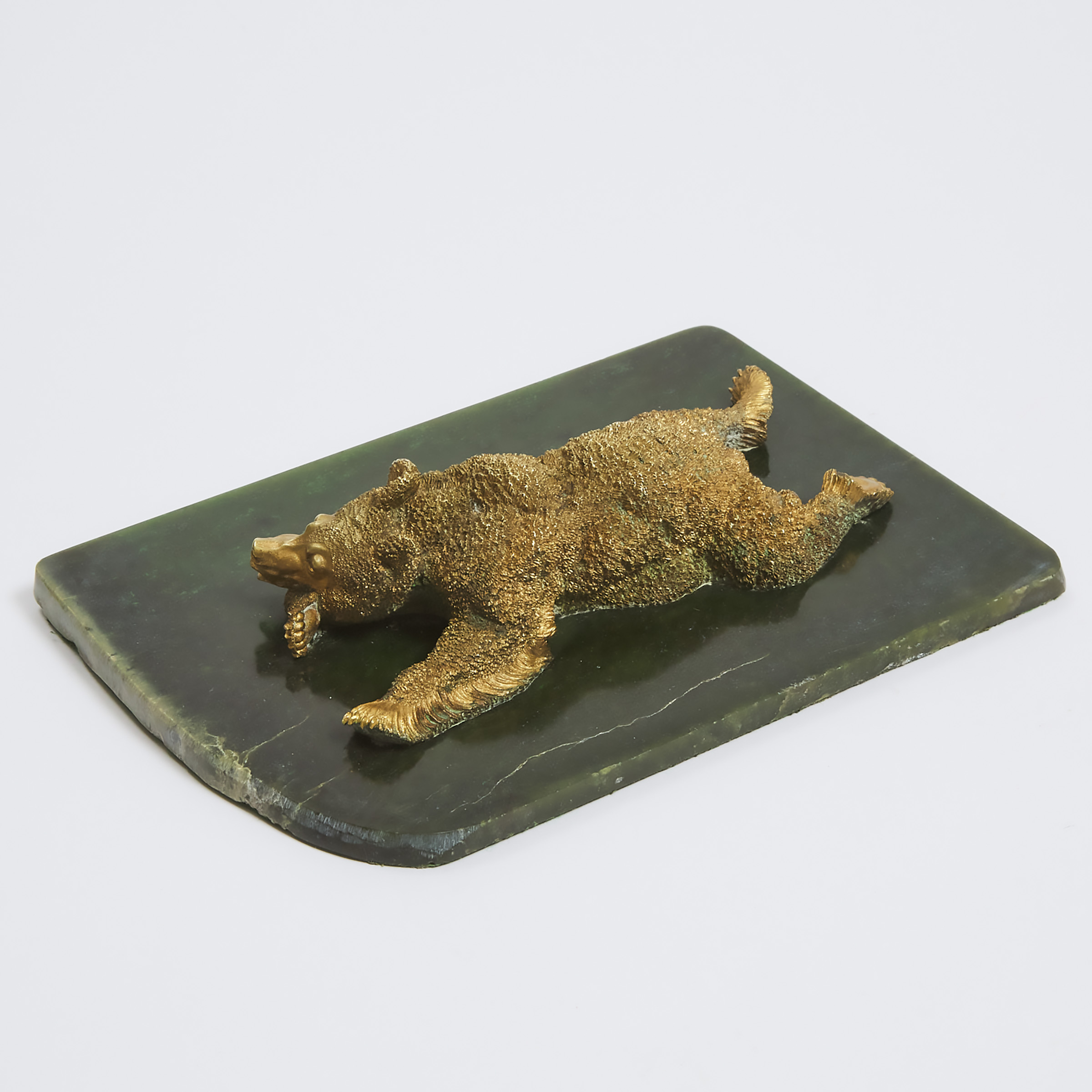 Canadian School Gilt Bronze Model of a Grizzly Bear in Repose, 20th century