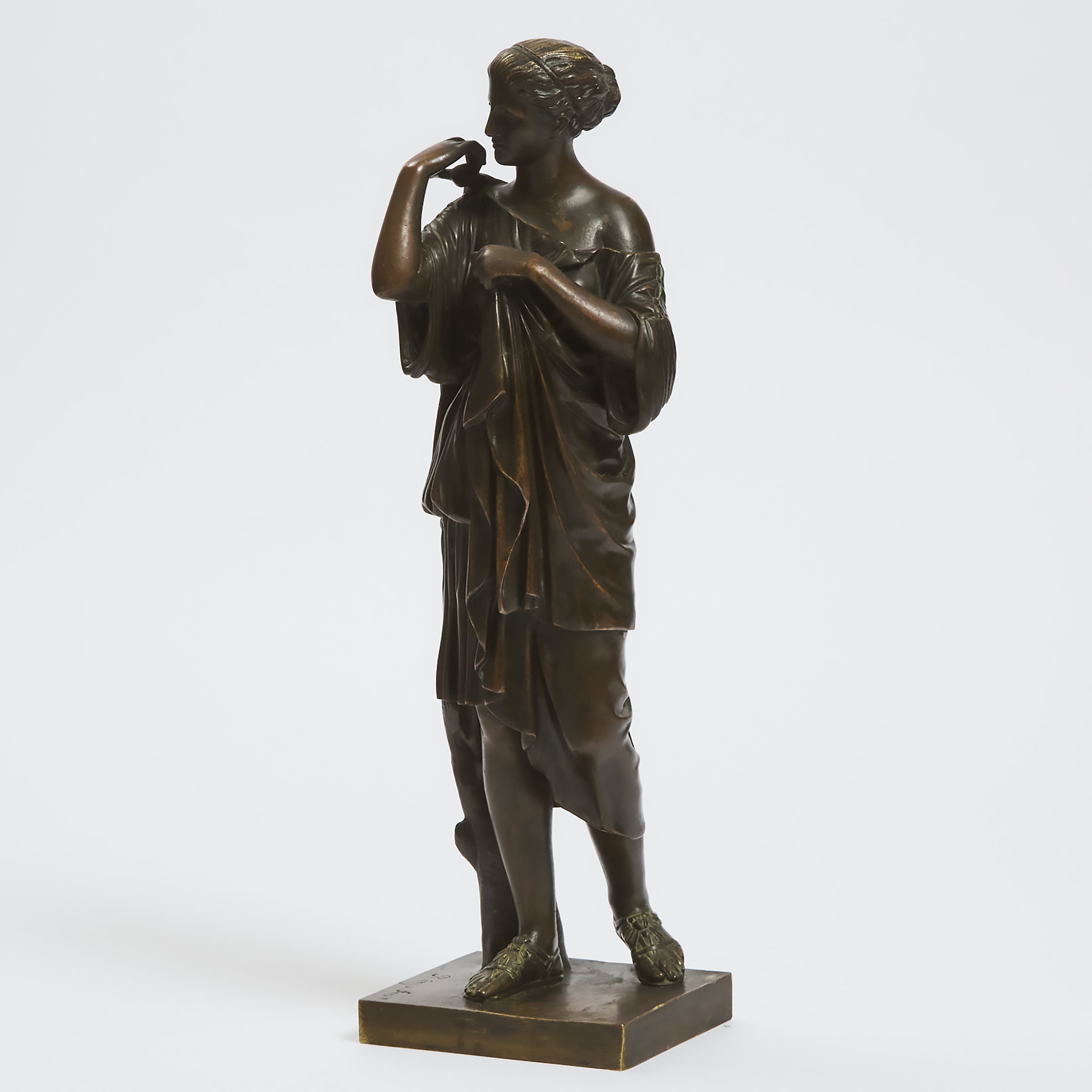 French Patinated Bronze Figure of a Classical Woman, Raingo Frères, Paris, 19th century