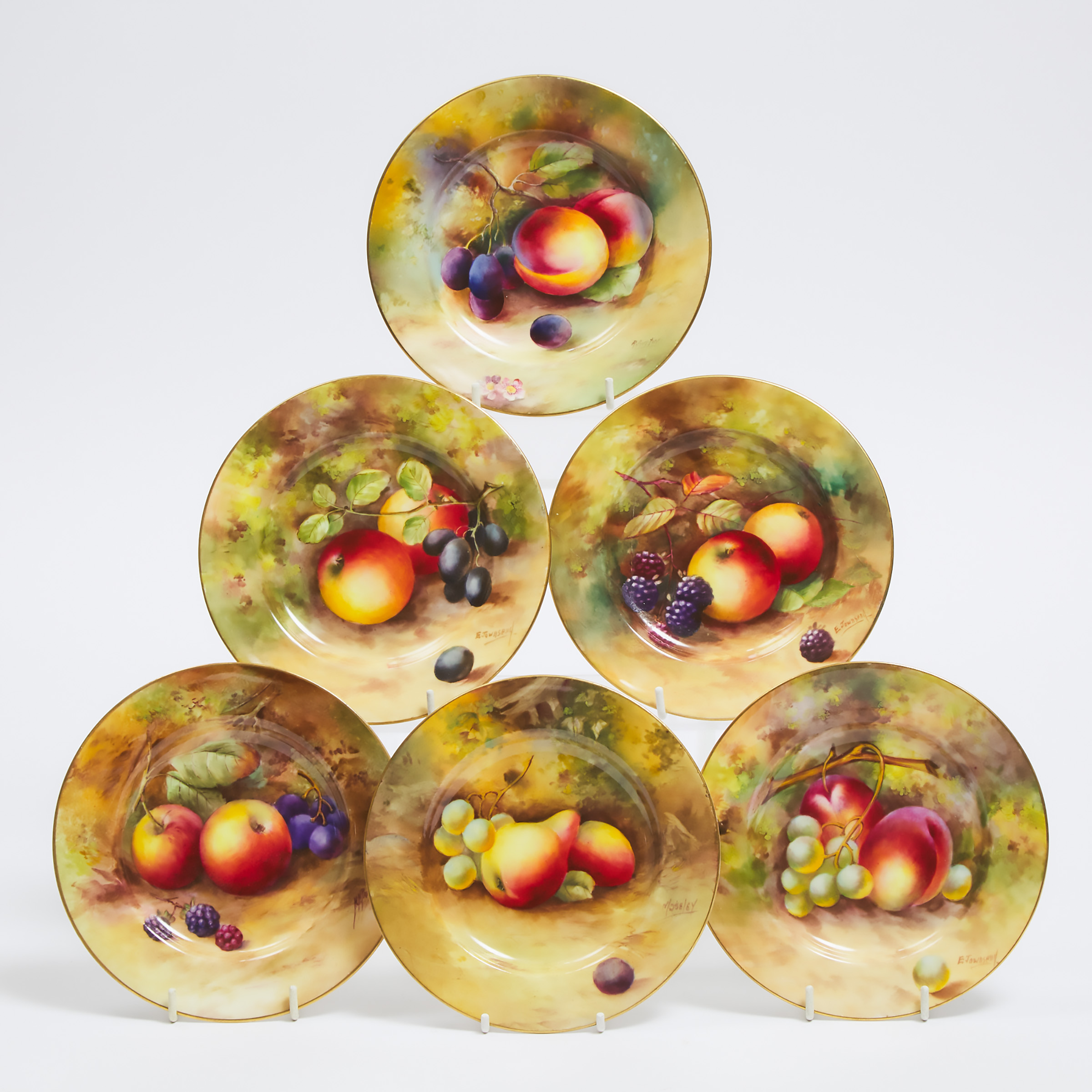Six Royal Worcester Fruit Painted Plates, c.1929-30