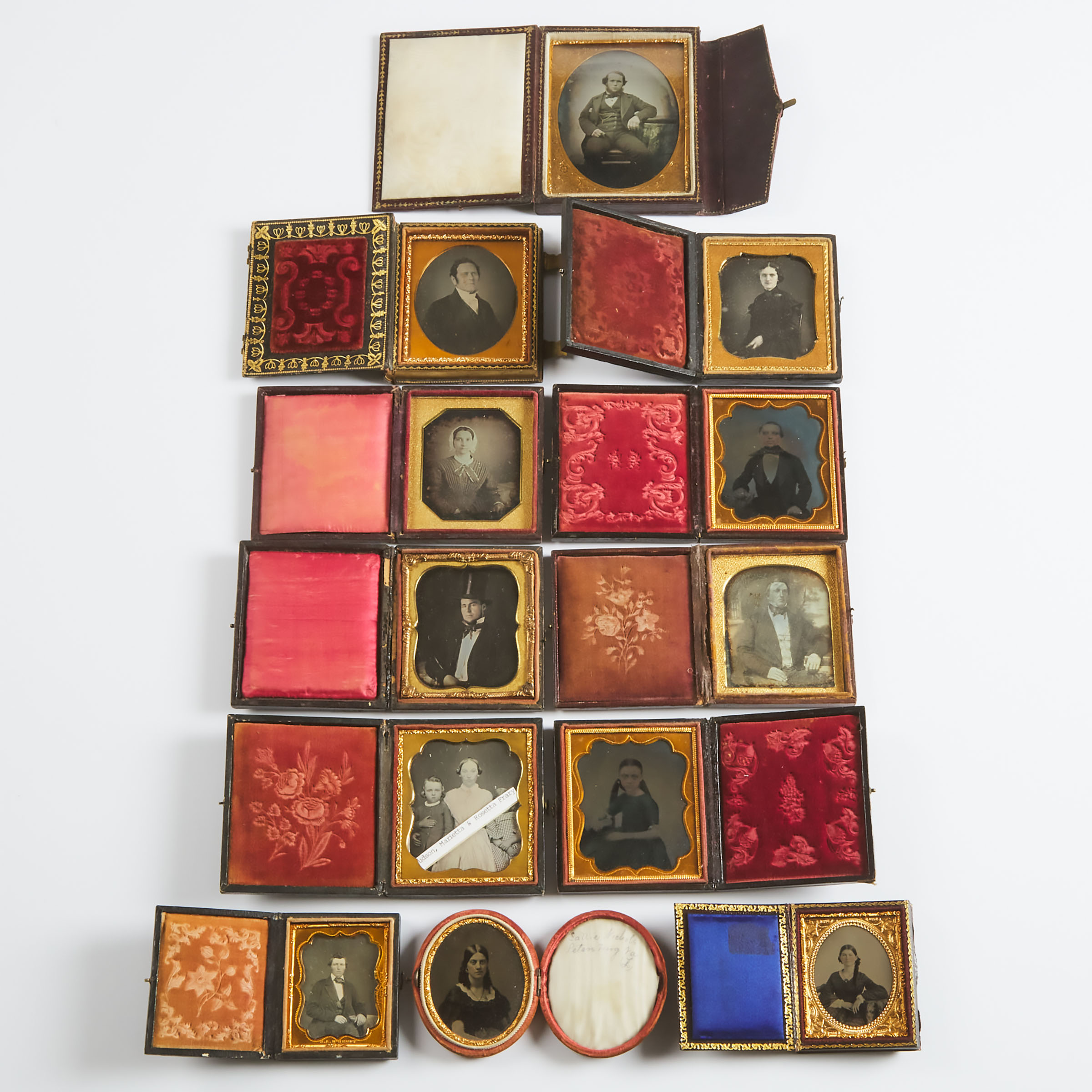Group of 12 Cased Abrotype and Daguerreotype Portraits, 19th century