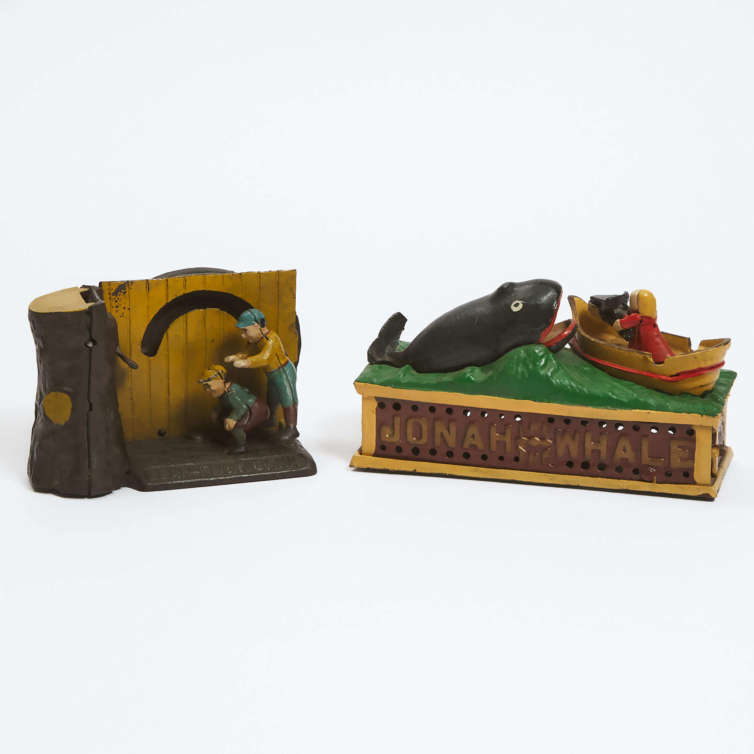 Two American Painted Cast Iron Mechanical Banks, 20h century