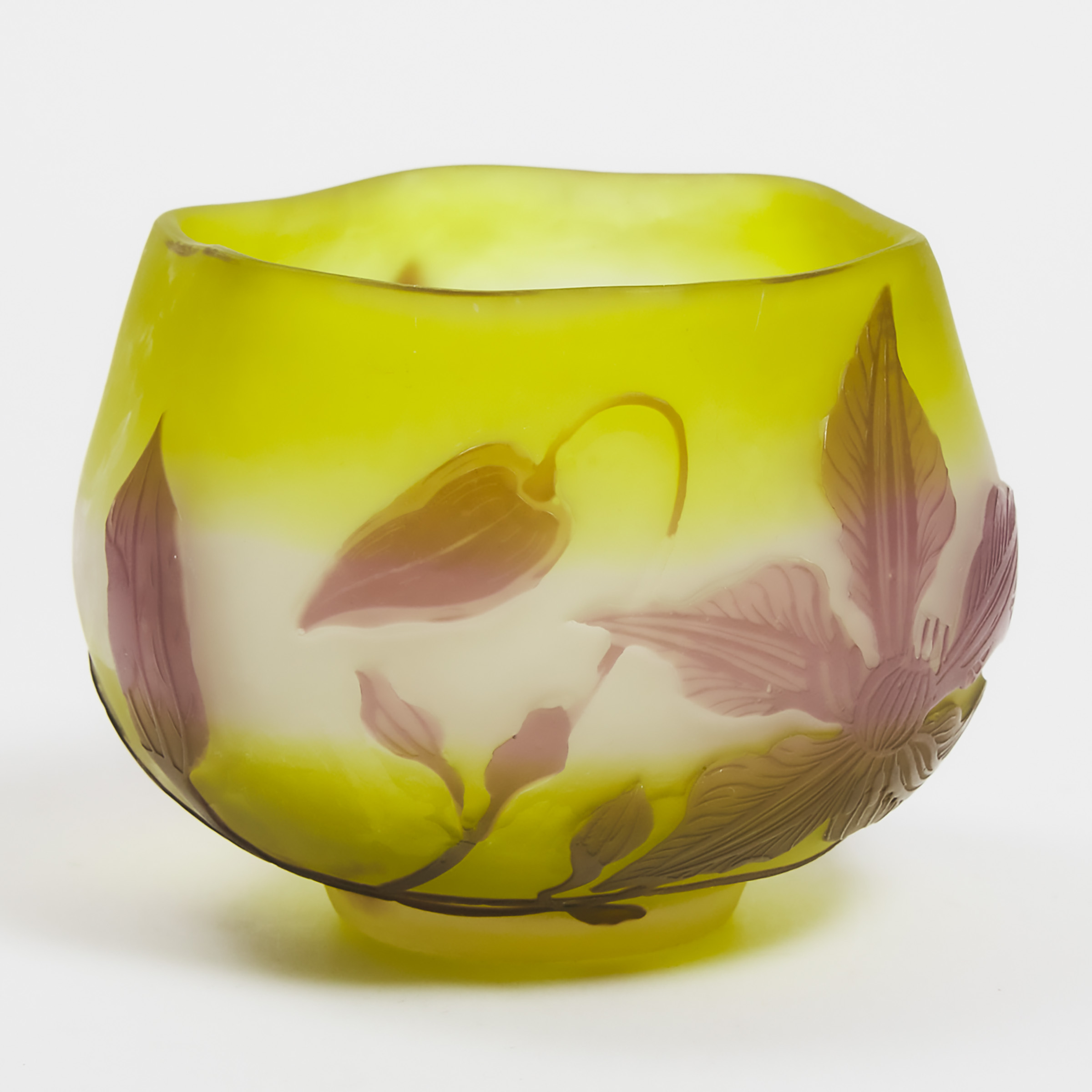 Gallé Clematis Cameo Glass Vase, early 20th century