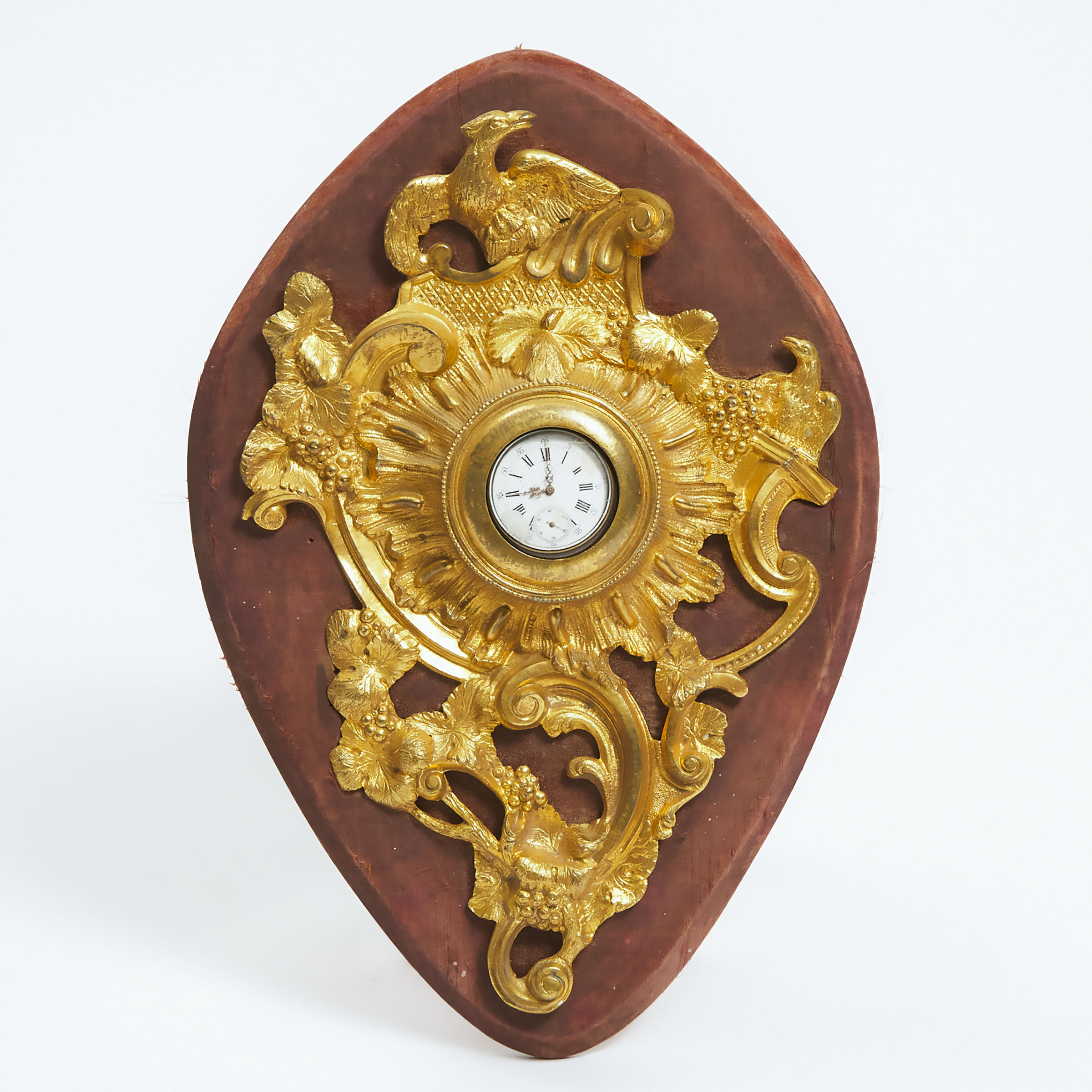 Continental Rococo Style Gilt Bronze Wall Watch Pocket, 19th century