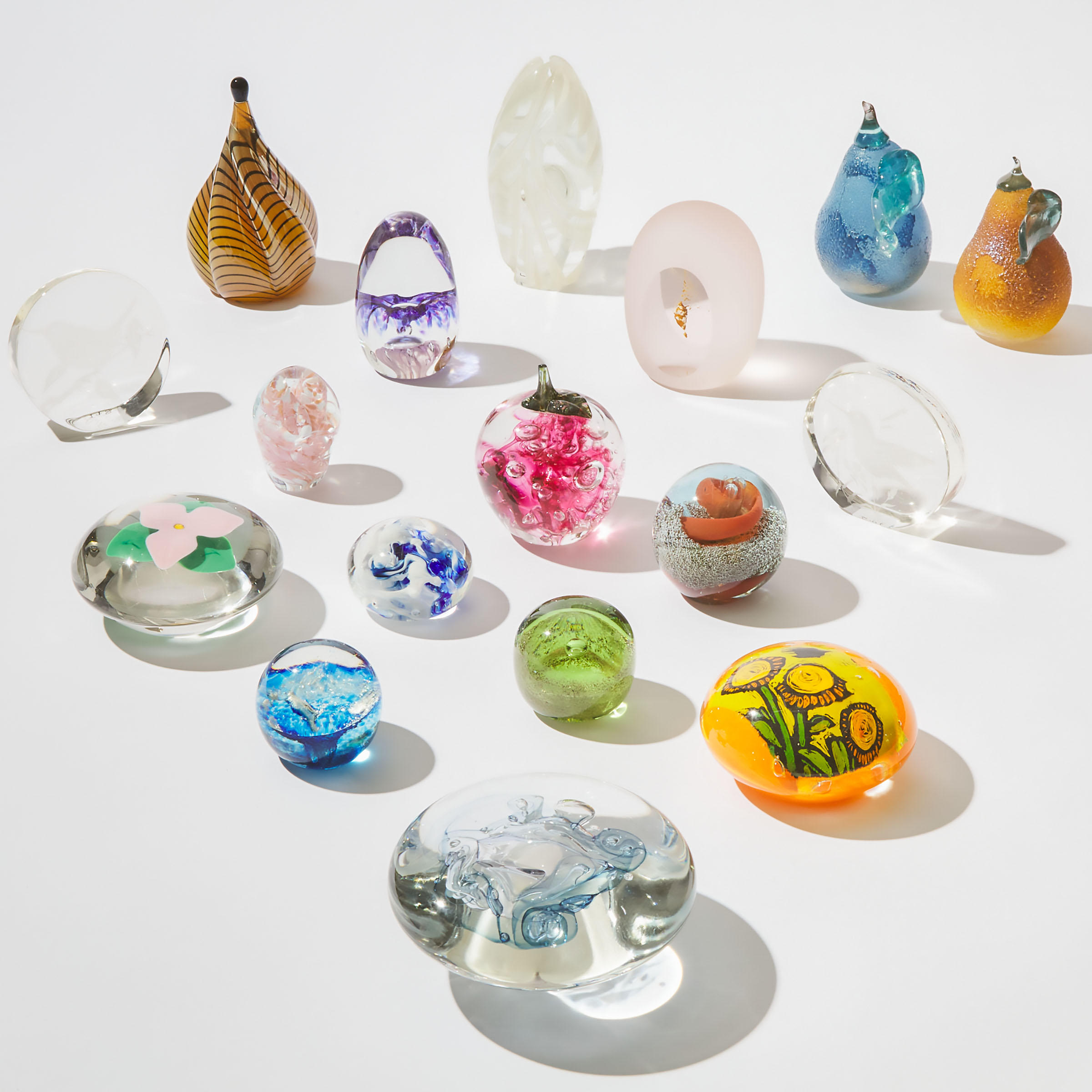 Collection of Seventeen Canadian Studio Glass Paperweights, c.1988-99