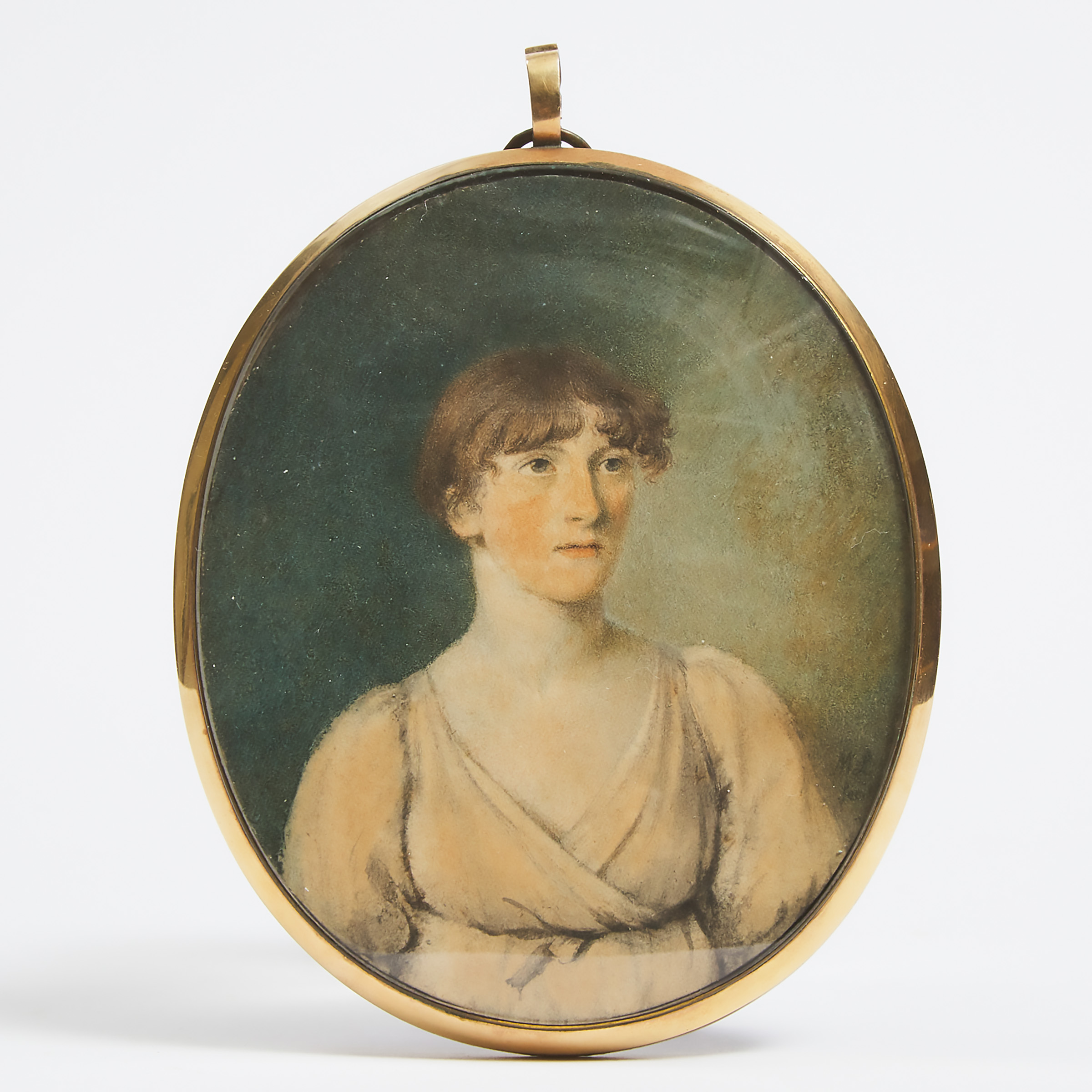 British School Large Portrait Miniature of a Young Woman, c.1830