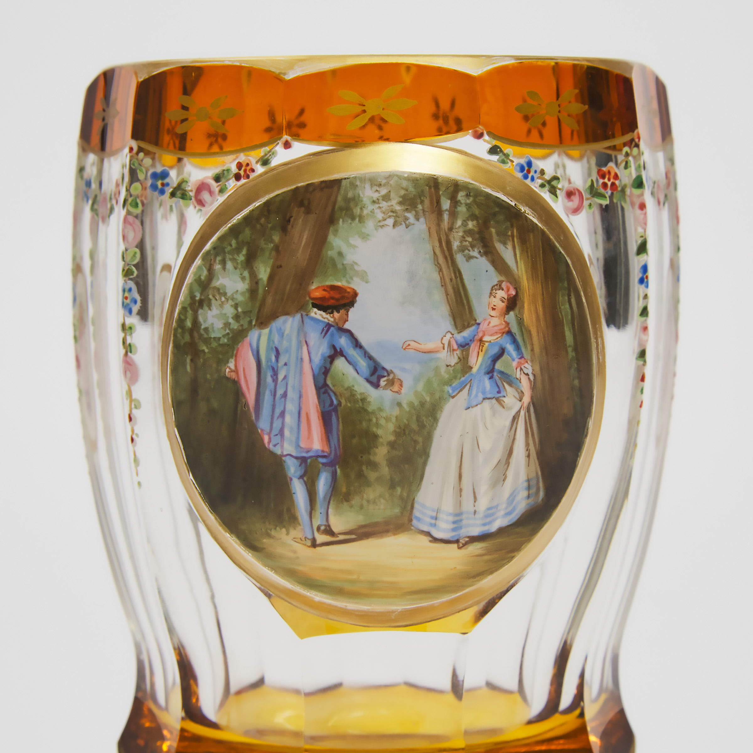 Bohemian Overlaid, Cut, and Enameled Glass Goblet, second half of the 19th century