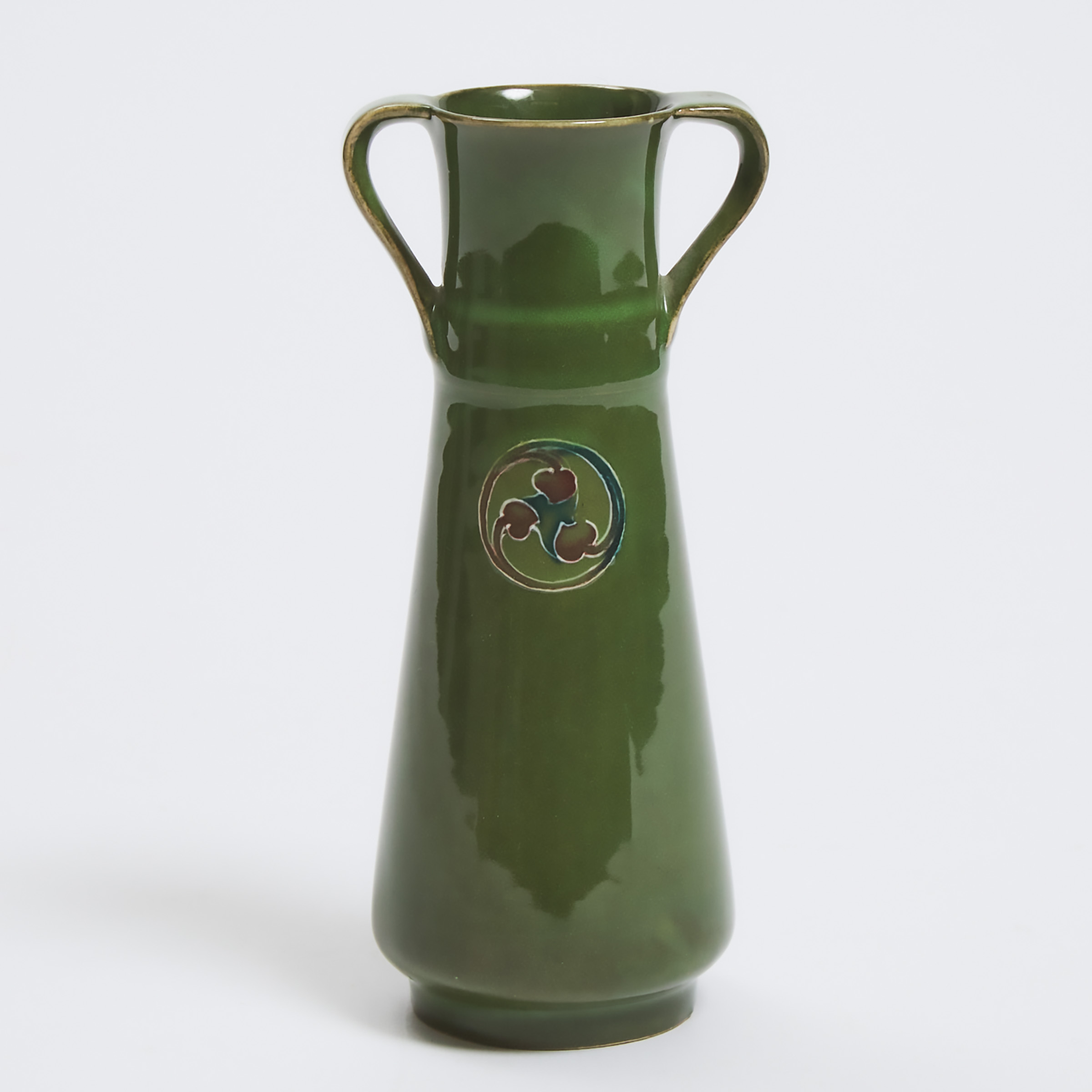 Moorcroft Green Flamminian Two-Handled Vase, c.1914-16