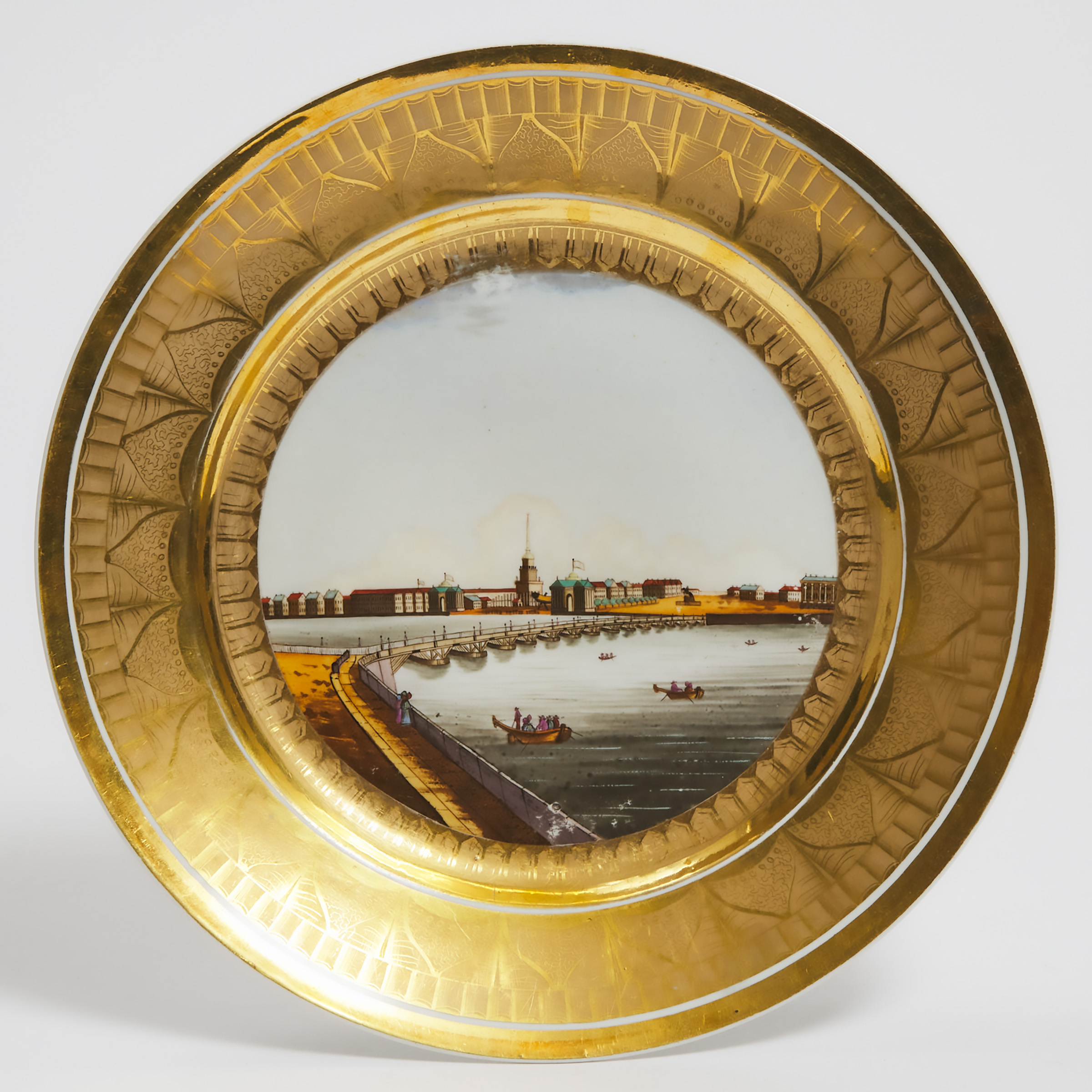 Russian Porcelain Topographical Plate, 19th century