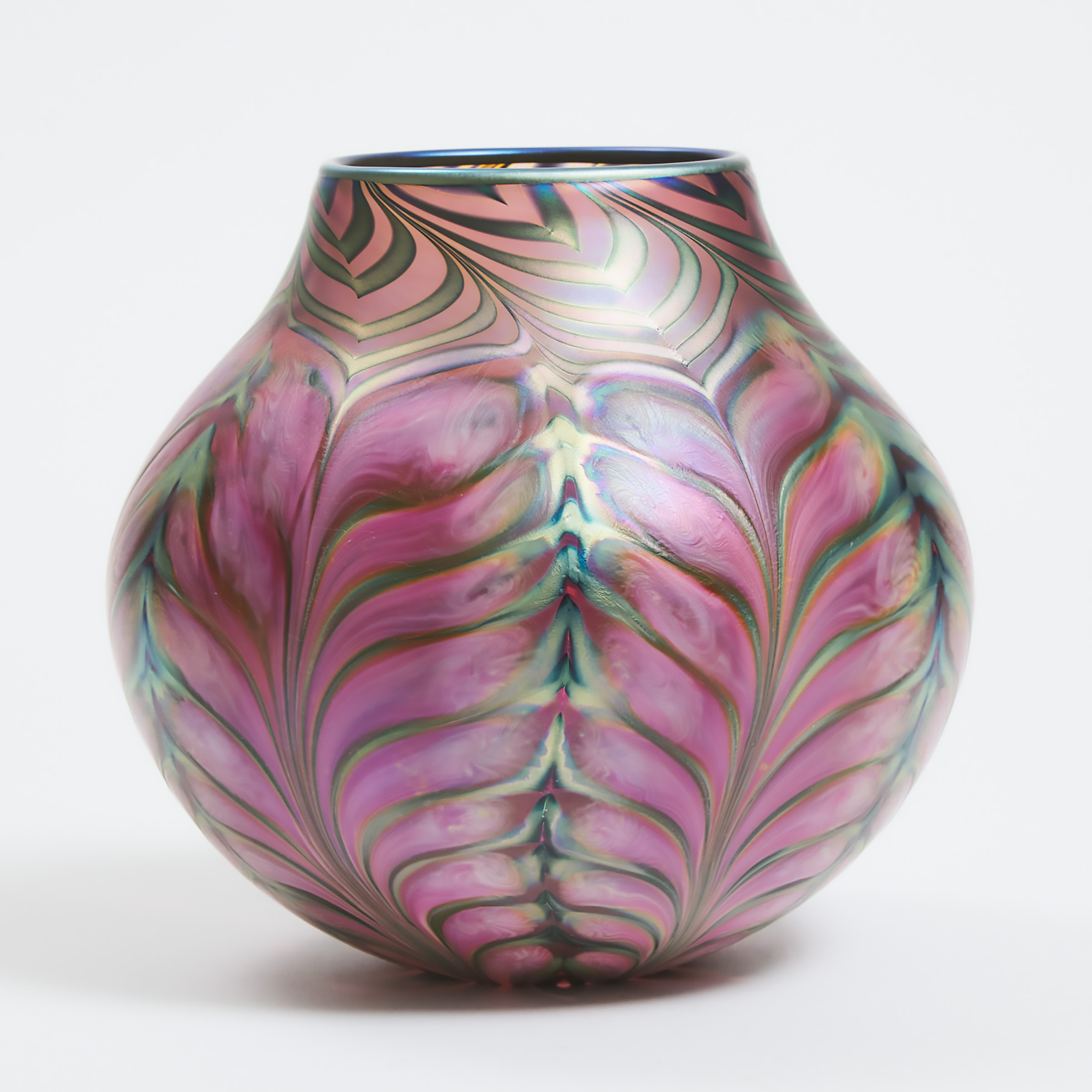 Daniel Lotton (American, b.1963), Iridescent 'Fern' Glass Vase, 1997