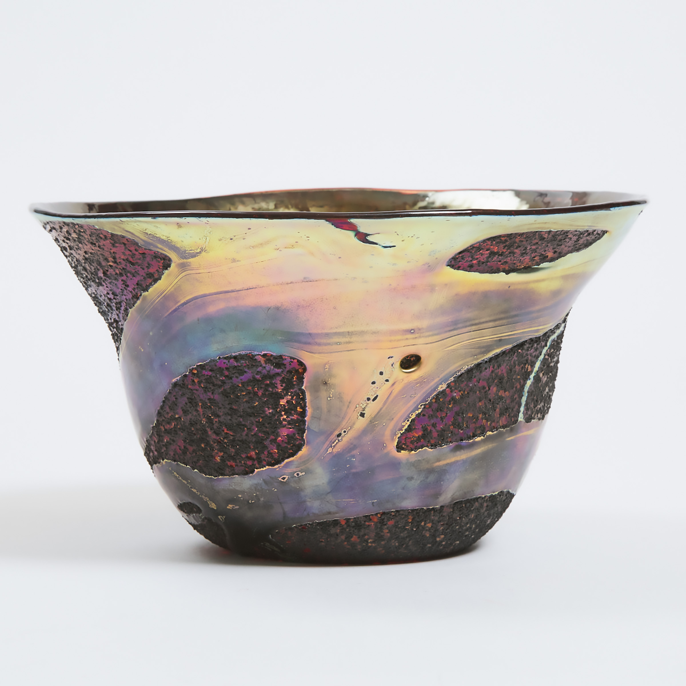 Charles Lotton (American, 1935-2021), Iridescent and Textured Glass Bowl, 1988
