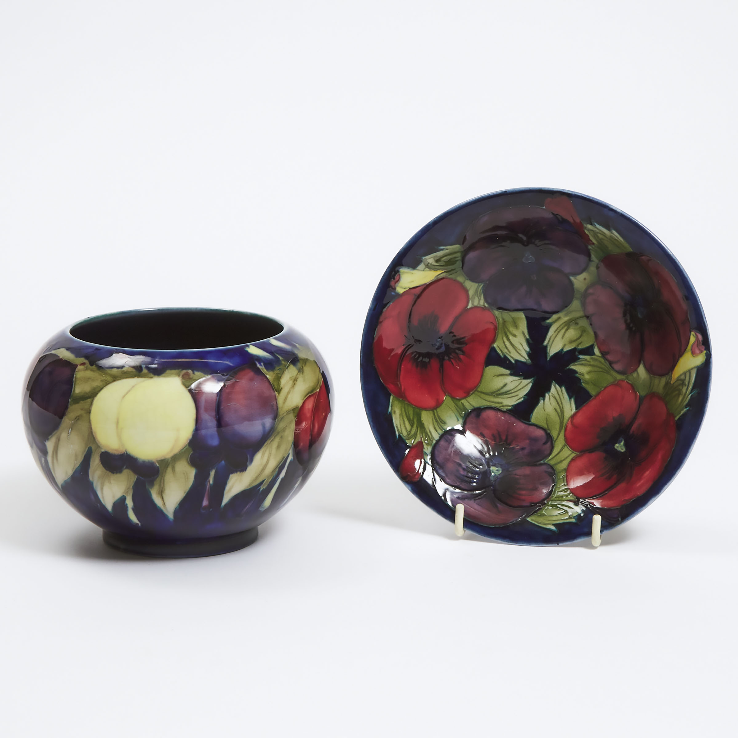 Moorcroft Wisteria Vase and Small Pansy Bowl, c.1925