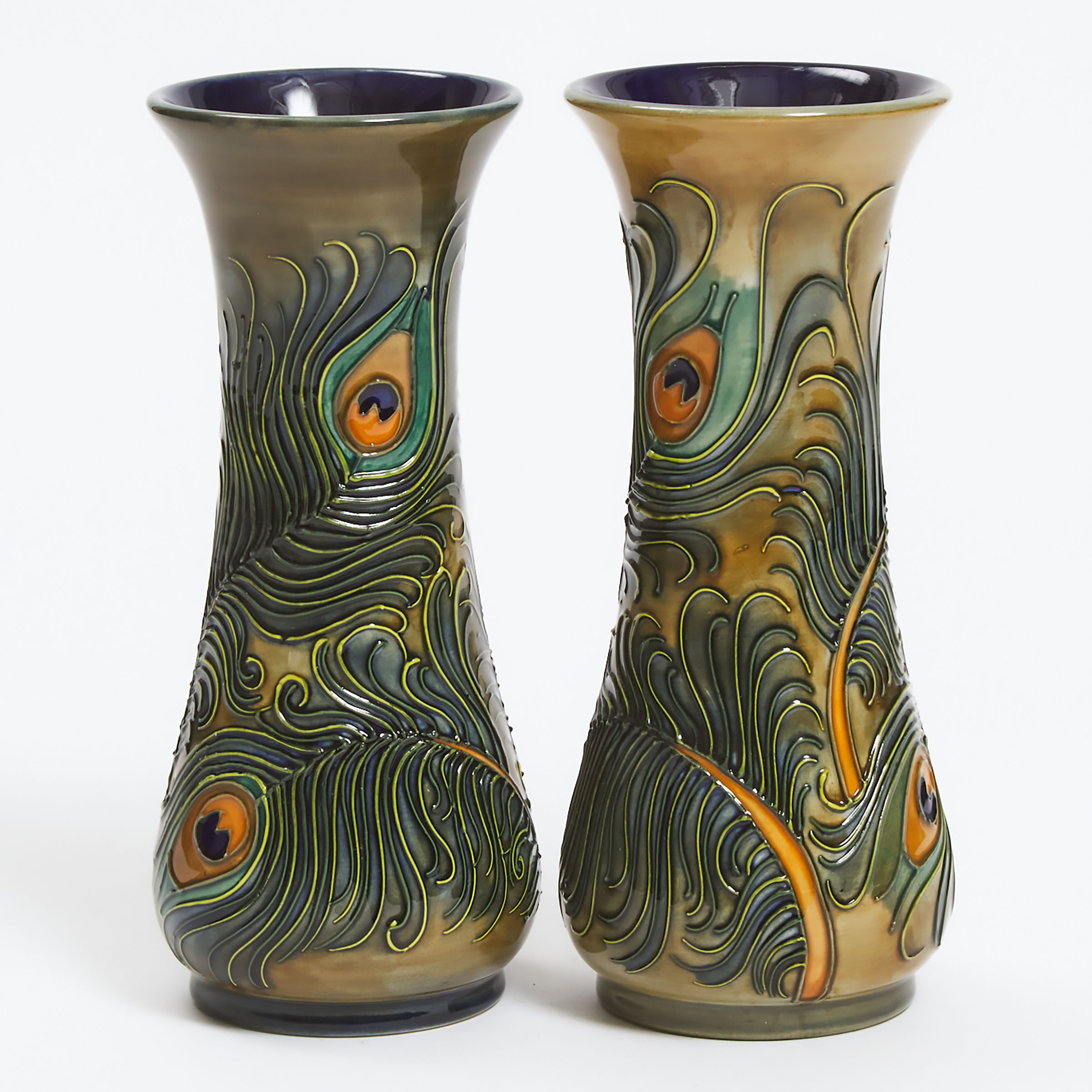Pair of Moorcroft Phoenix Vases. 1998/99