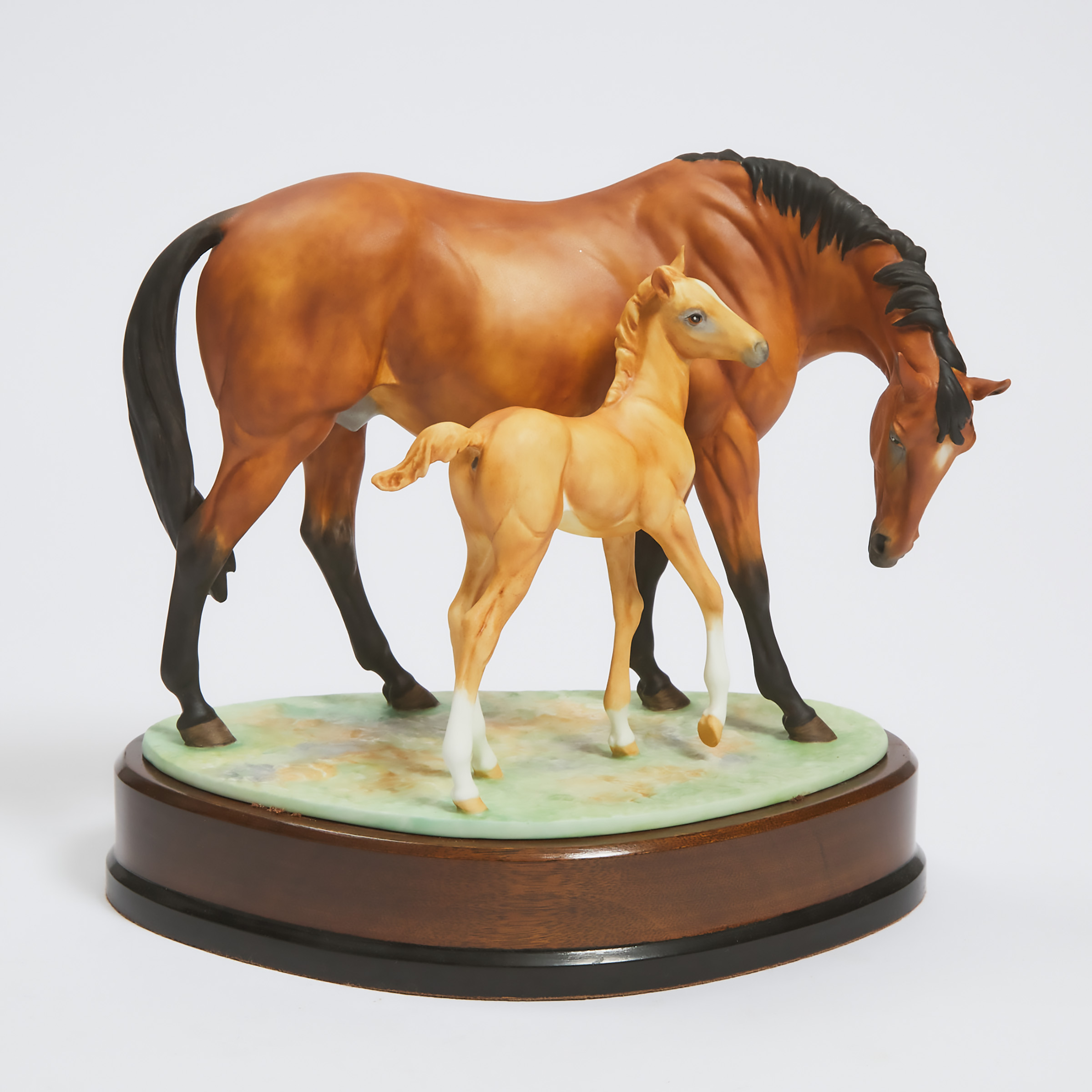 Royal Worcester Group of 'Prince's Grace and Foal', Doris Lindner, 541/750, c.1970