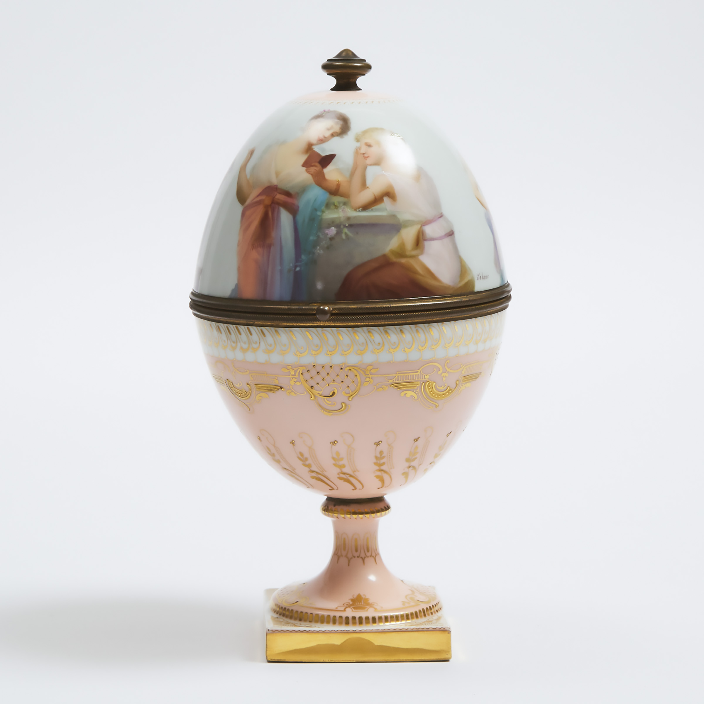 Large 'Vienna' Egg Shaped Covered Box, c.1900