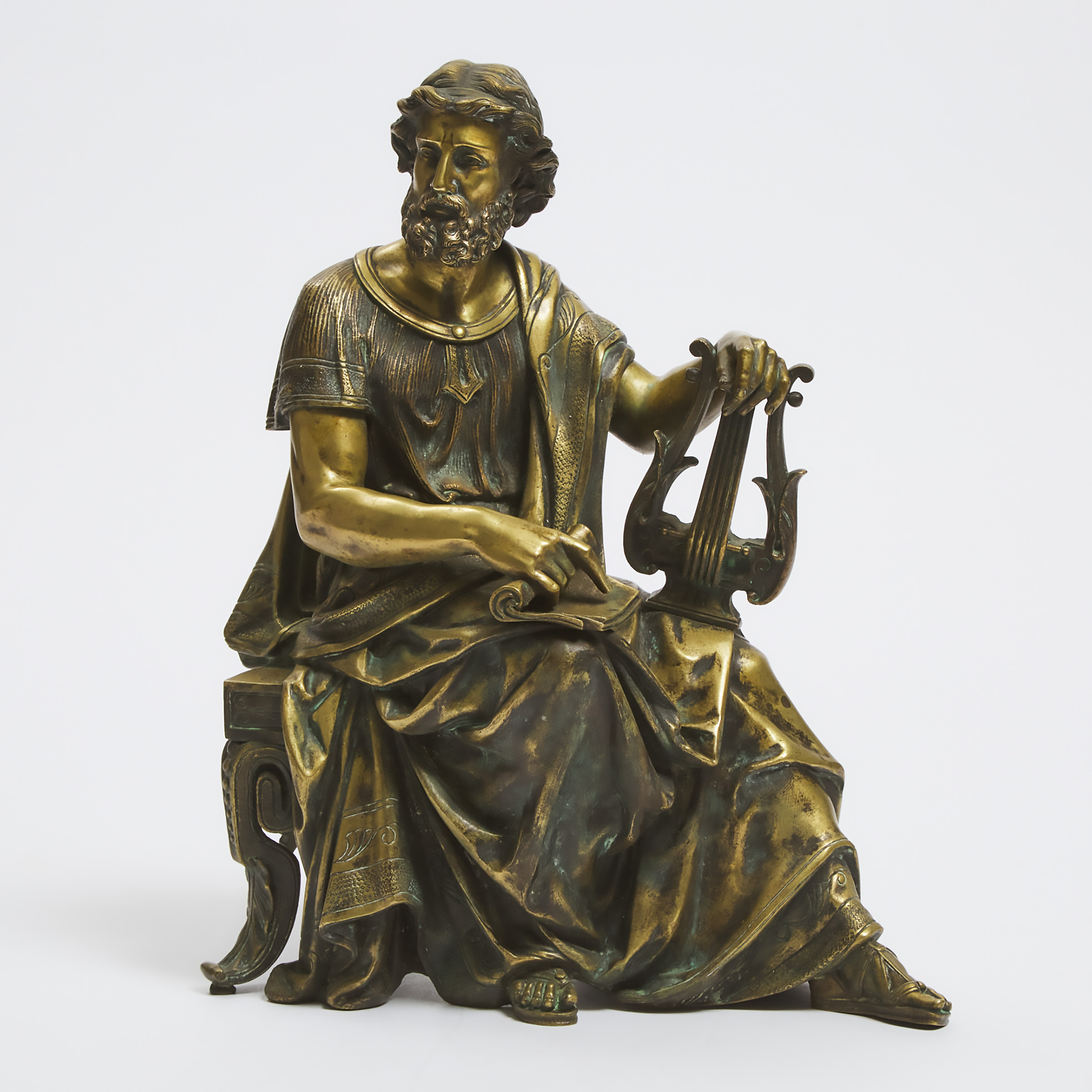 French Polished Bronze Figure of a Philosopher, after Theodore Doriot, mid 19th century
