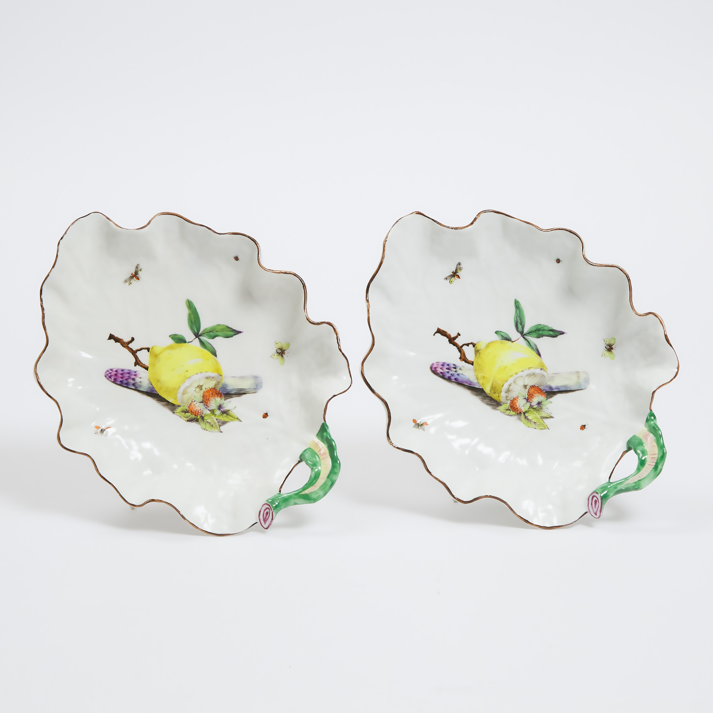 Pair of French Porcelain Leaf Dishes, probably Samson, late 19th century