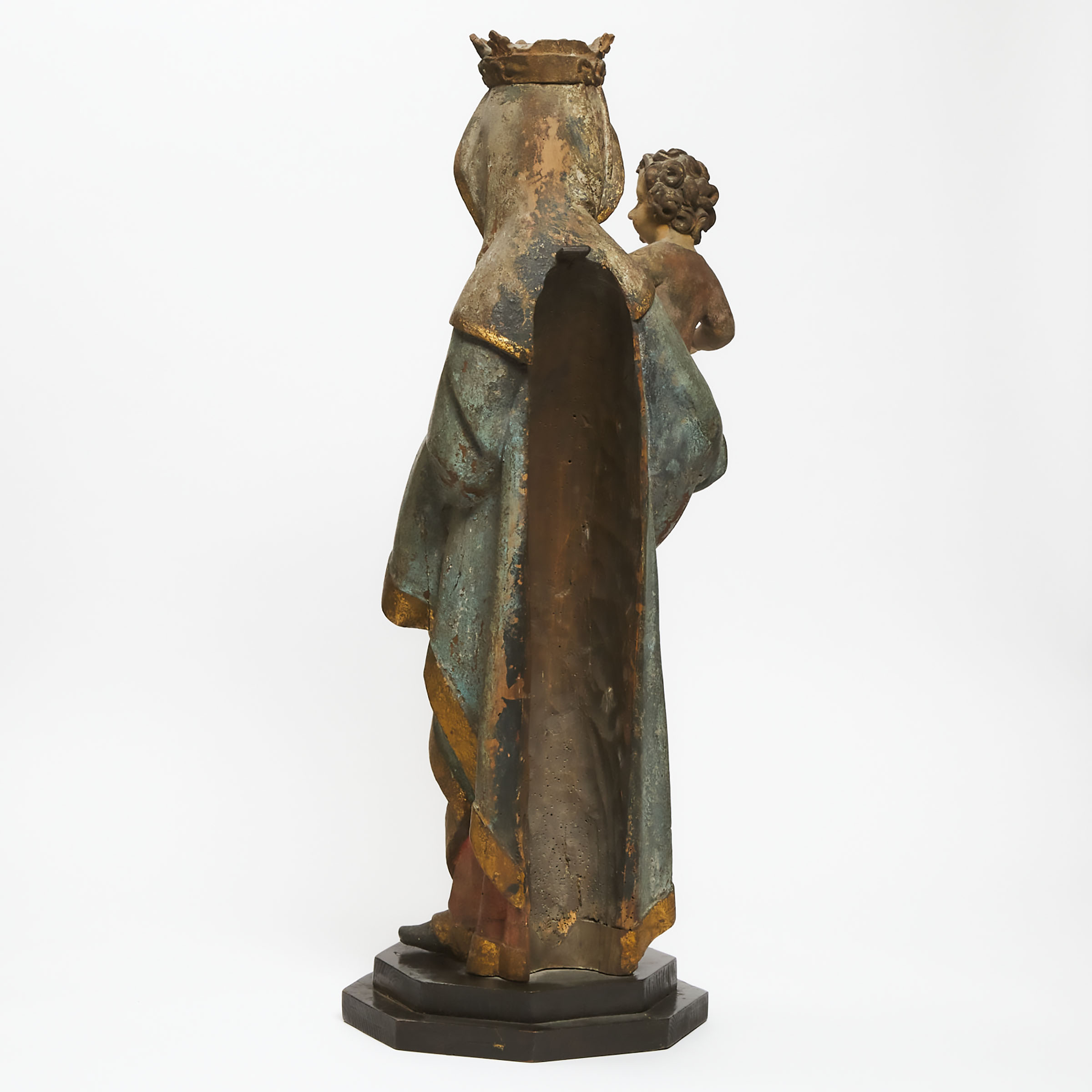 South German Baroque Carved, Polychromed and Parcel Gilt Group of the Madonna and Child, 17th century or earlier