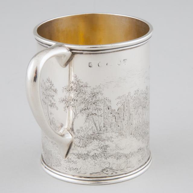 Victorian Scottish Silver Engraved Small Mug, Glasgow, 1871