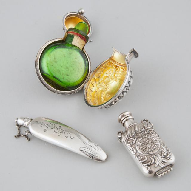 Three Victorian, Edwardian and American Silver Perfume Bottles, late 19th/early 20th century