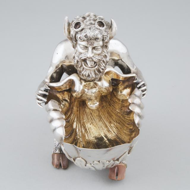 Continental Silver Faun and Shell Sweetmeat Dish, possibly Italian, late 19th century